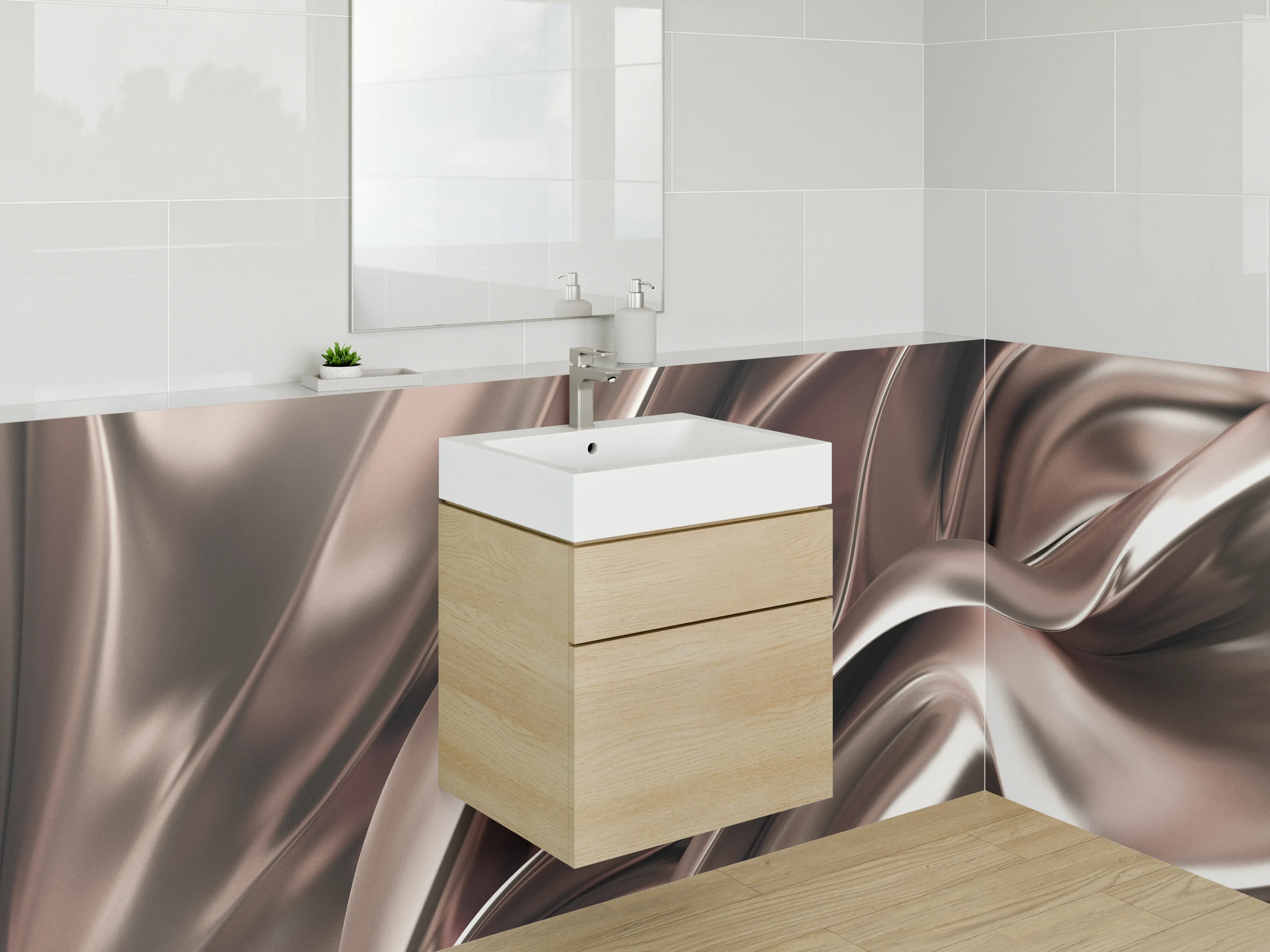 Waschbecken-Rückwand - Metallisch fließendes abstraktes Design