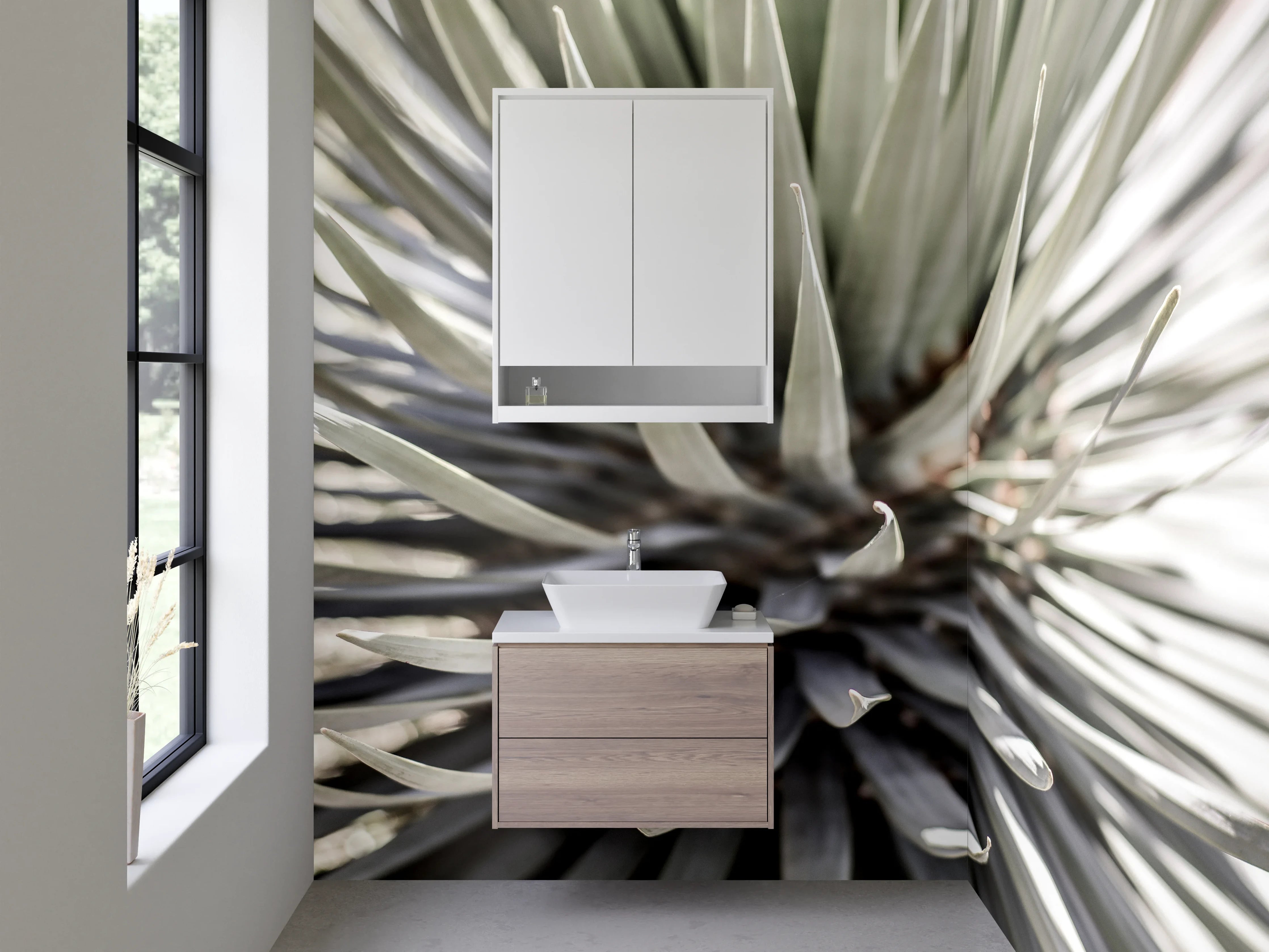 Waschbecken-Rückwand - Minimalistische Agave für moderne Räume