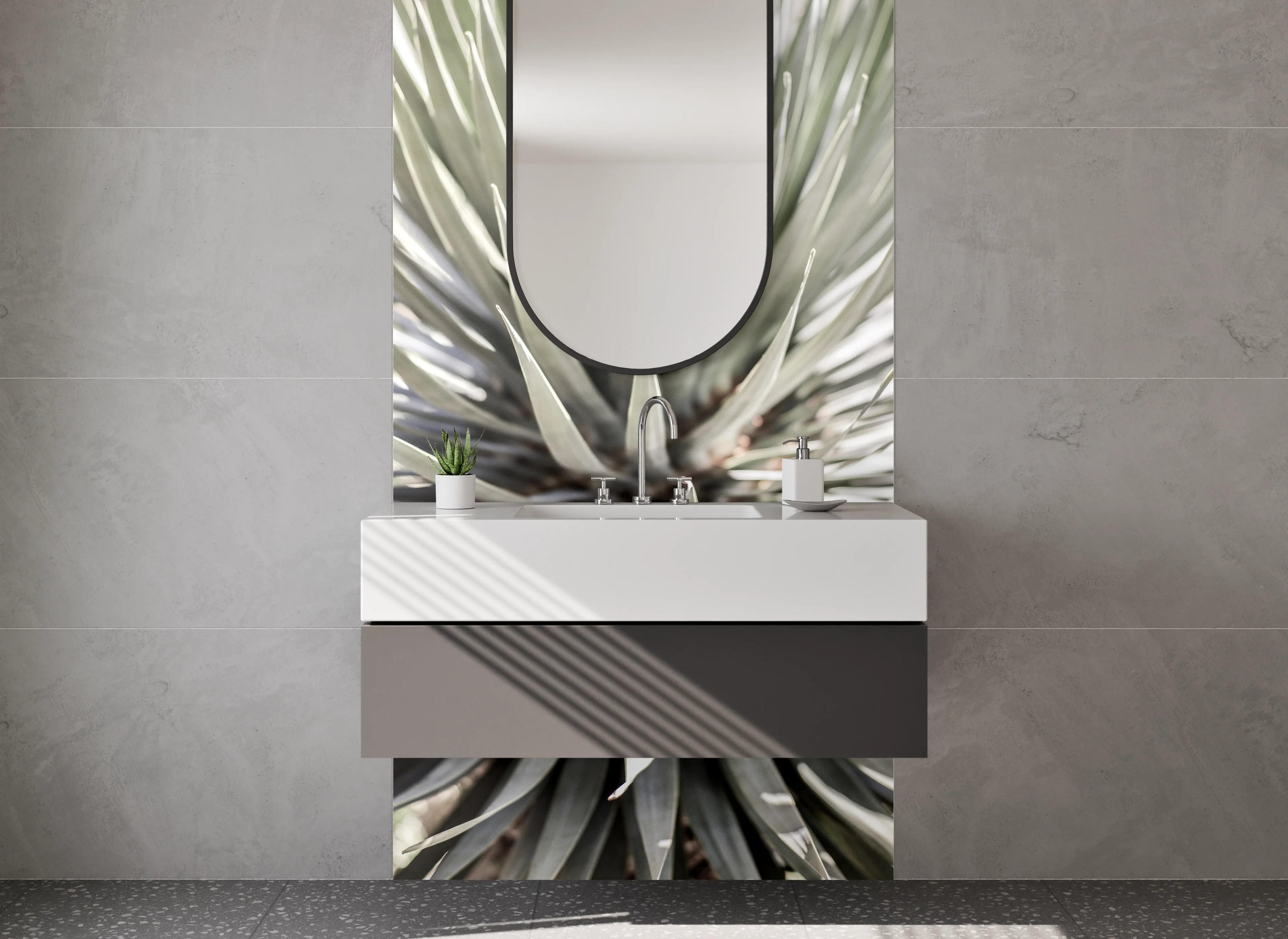 Waschbecken-Rückwand - Minimalistische Agave für moderne Räume