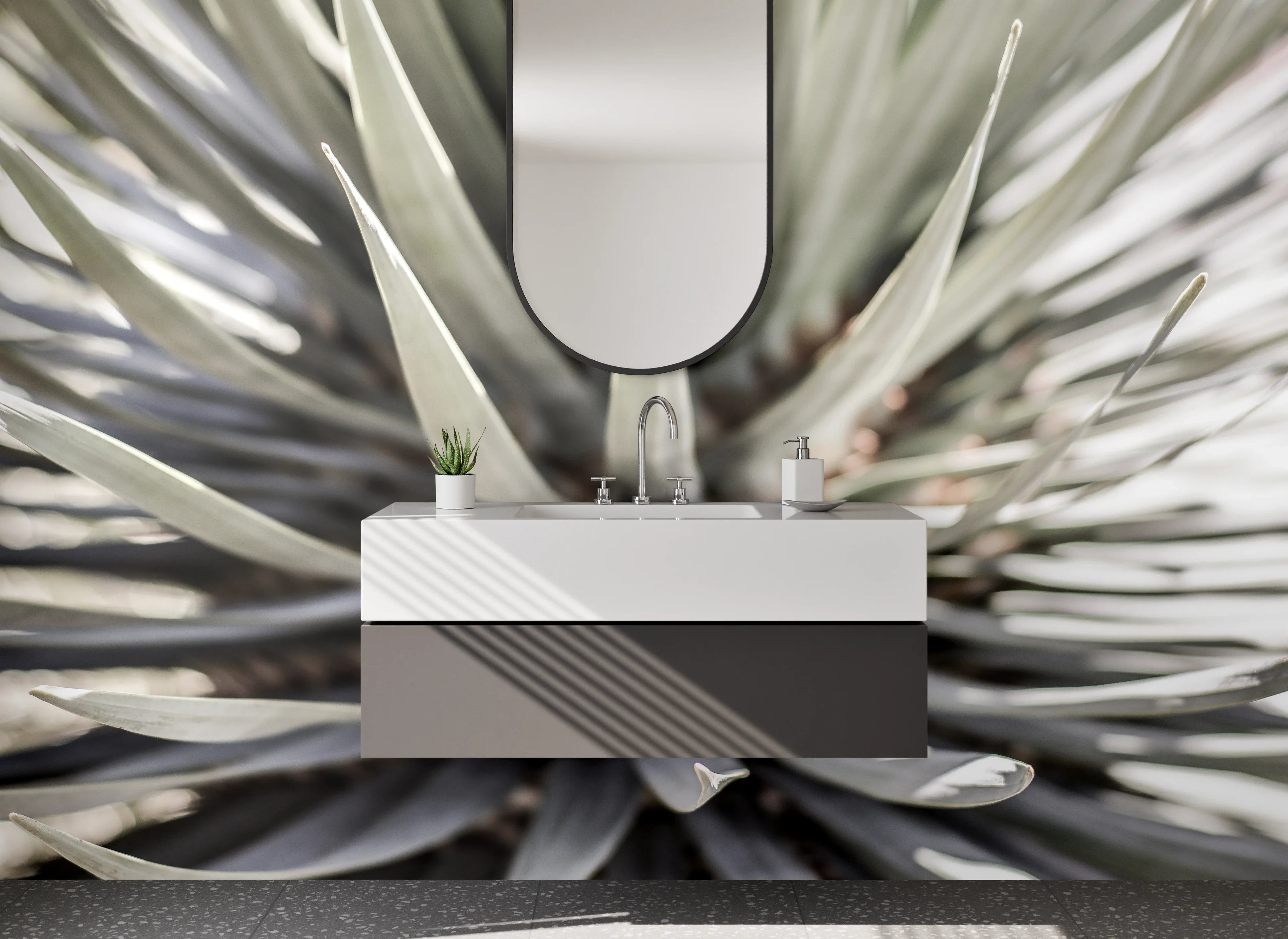 Waschbecken-Rückwand - Minimalistische Agave für moderne Räume