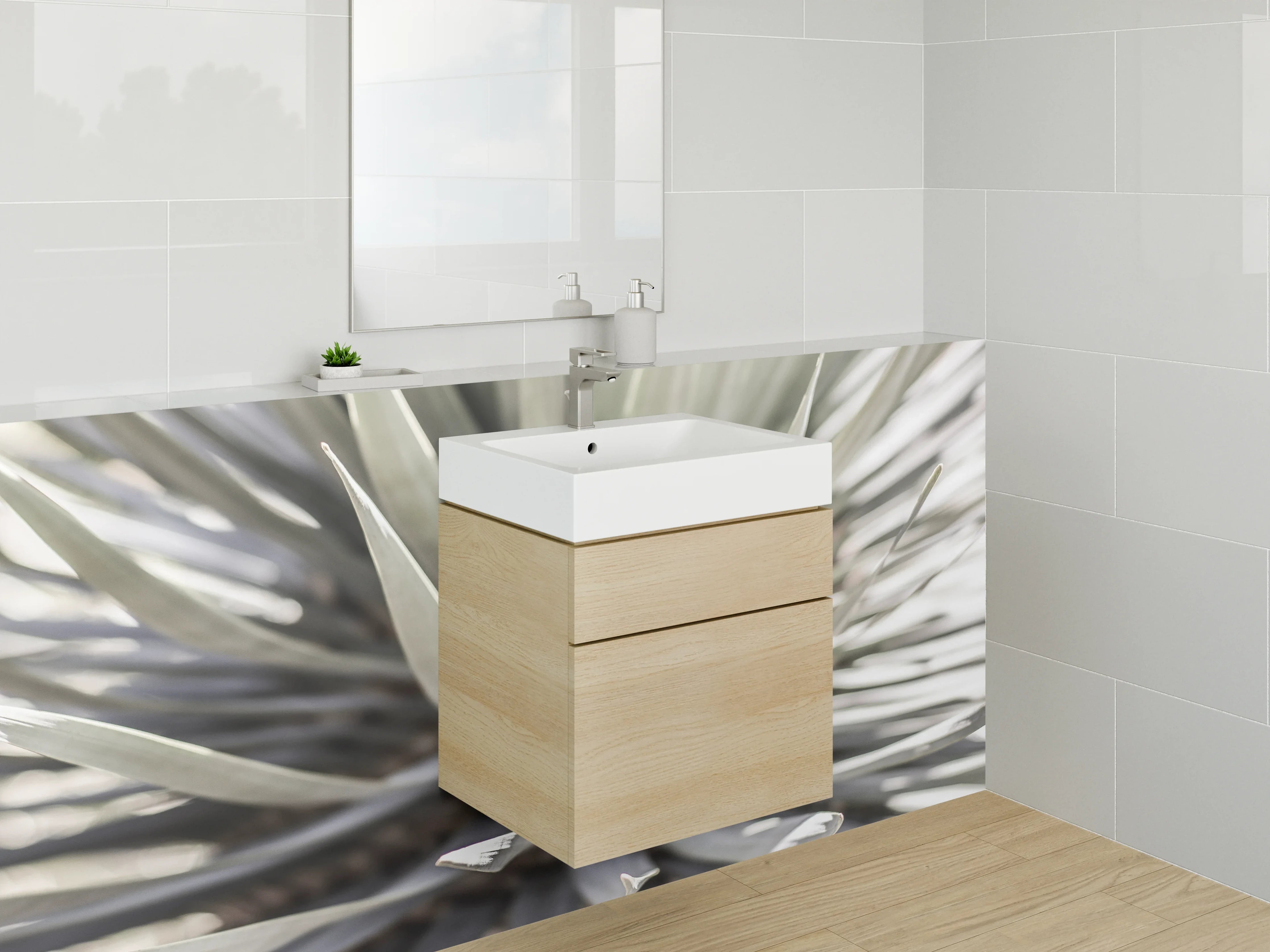 Waschbecken-Rückwand - Minimalistische Agave für moderne Räume