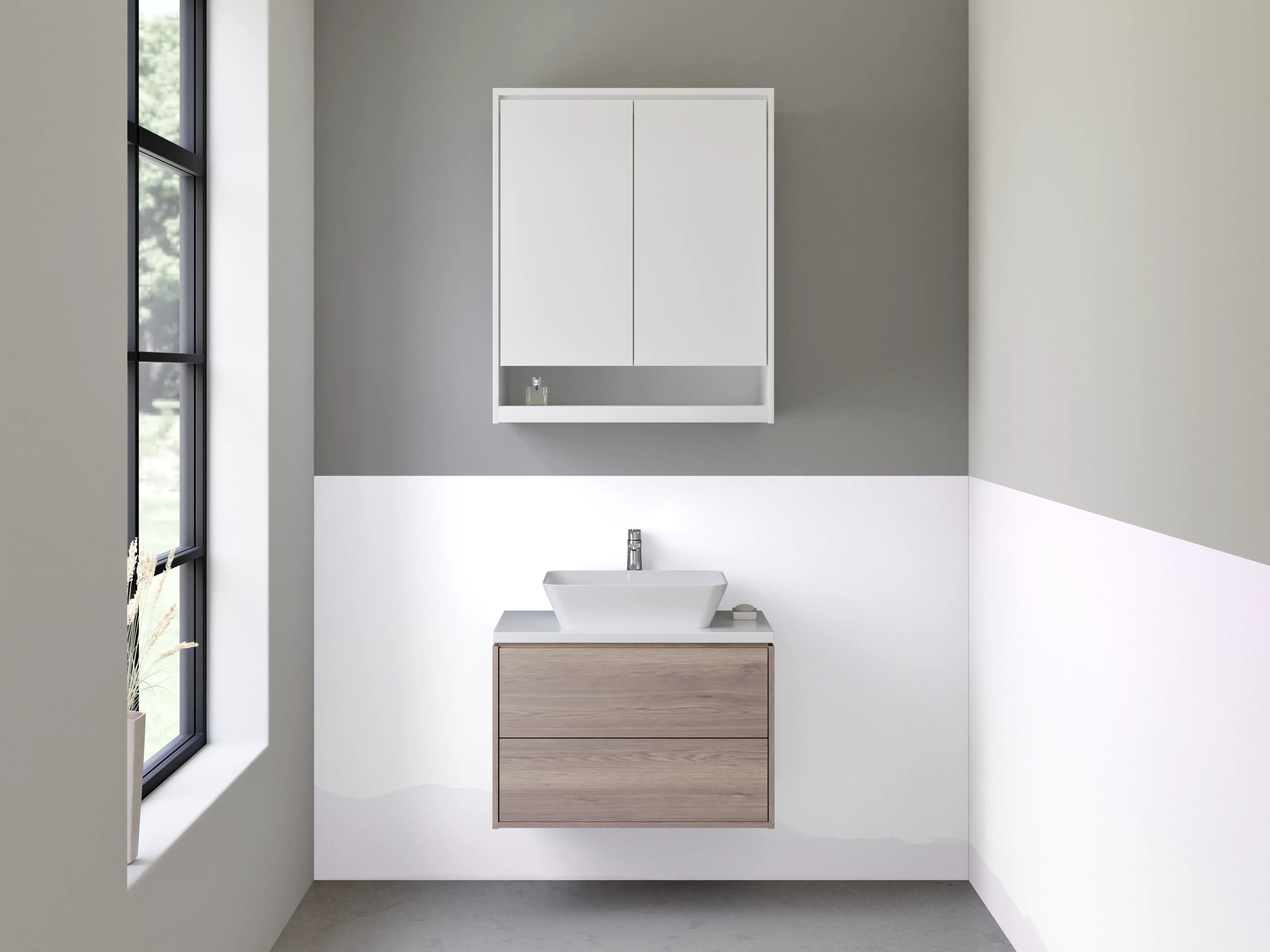 Waschbecken-Rückwand - Minimalistische Akazie am See