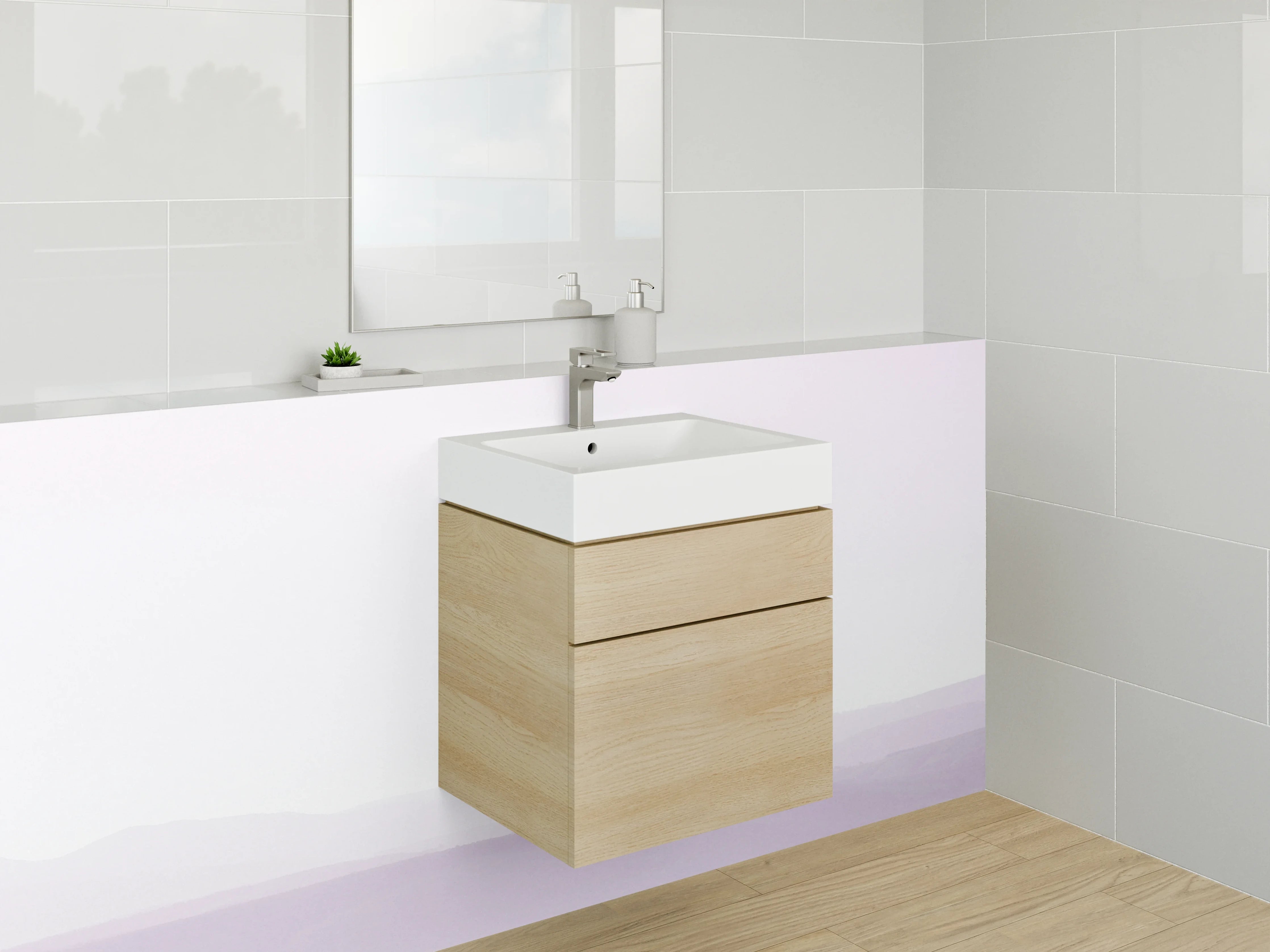 Waschbecken-Rückwand - Minimalistische Akazie am See