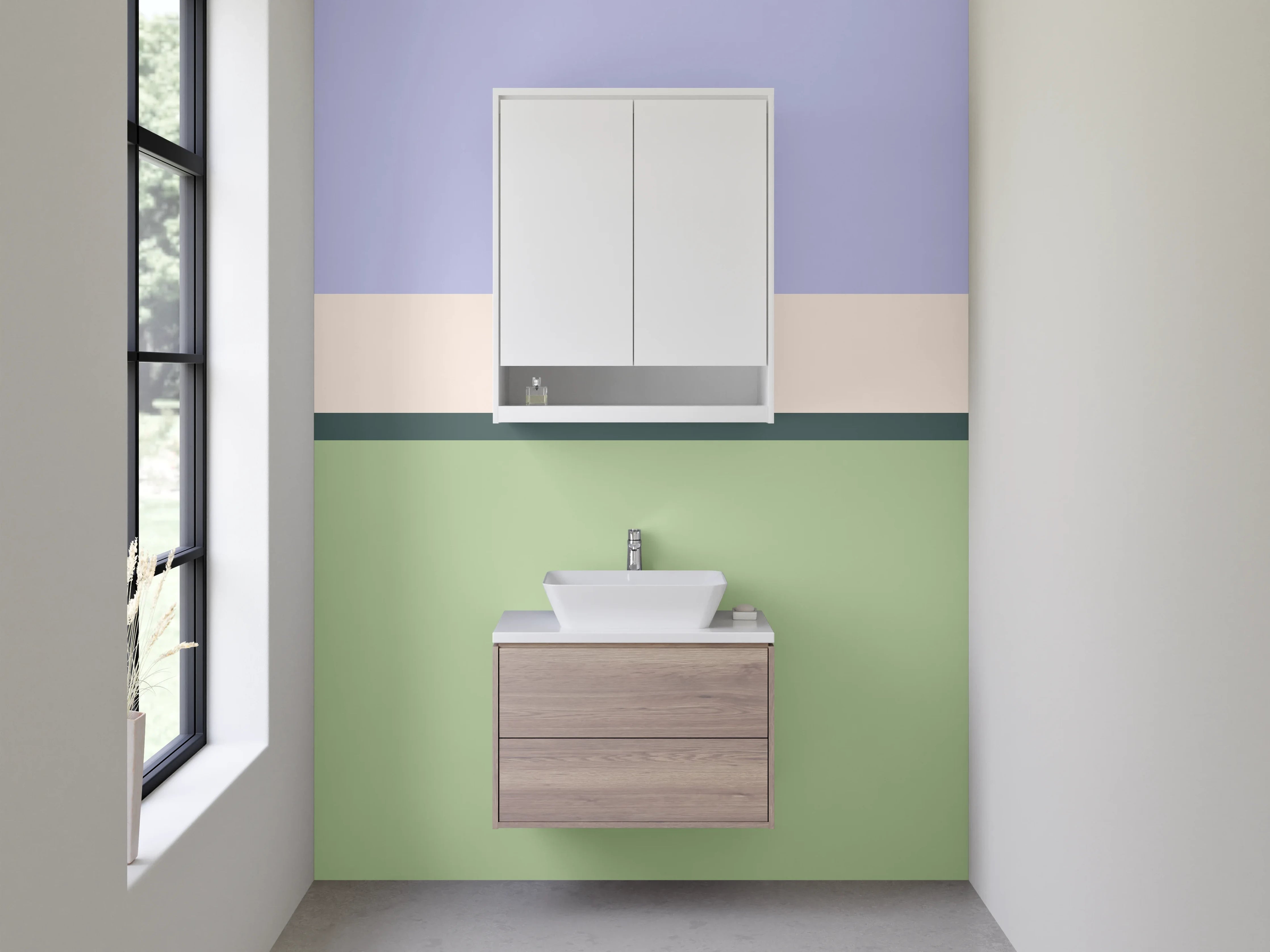 Waschbecken-Rückwand - Minimalistische Farbflächen modern
