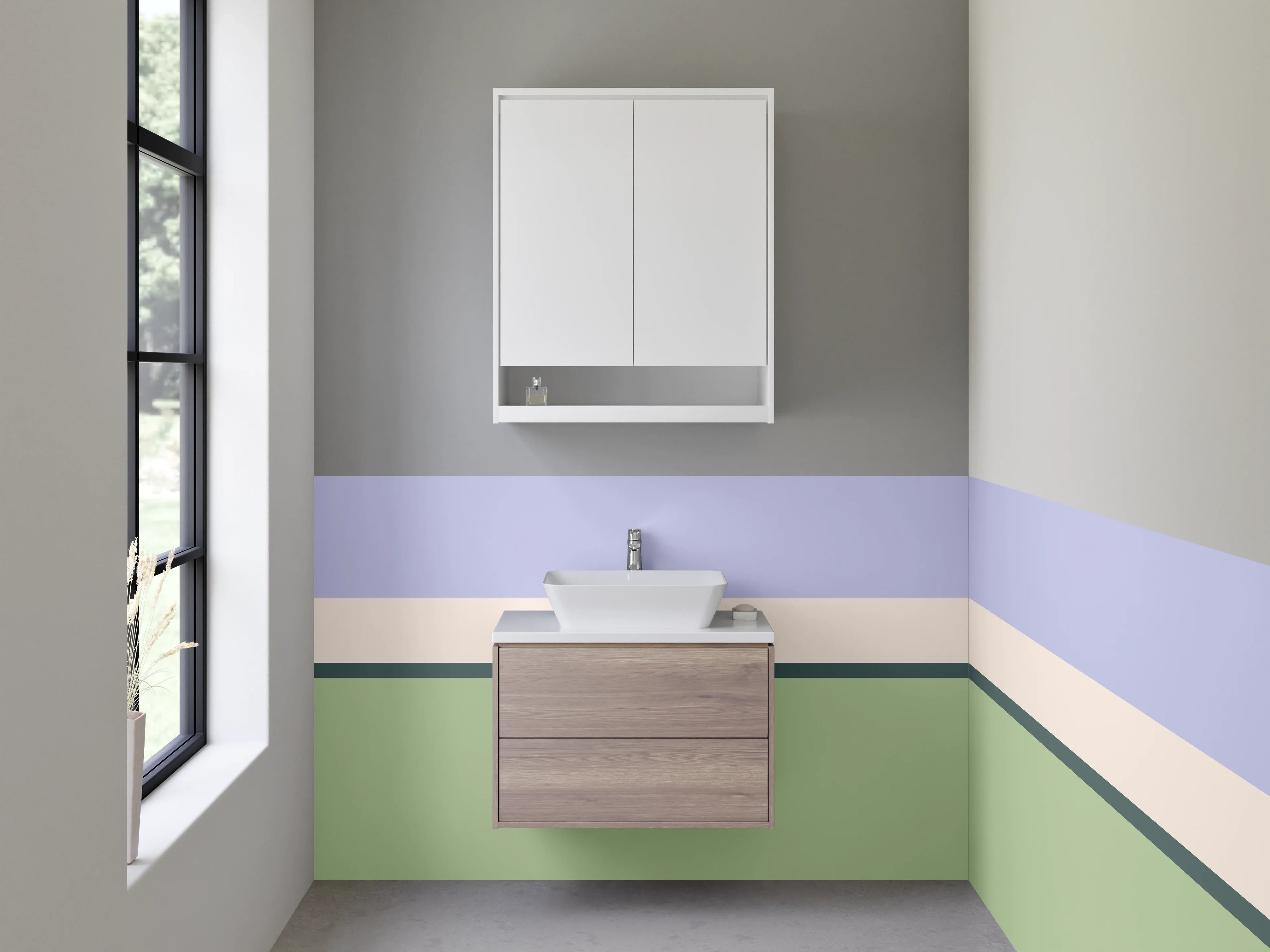 Waschbecken-Rückwand - Minimalistische Farbflächen modern