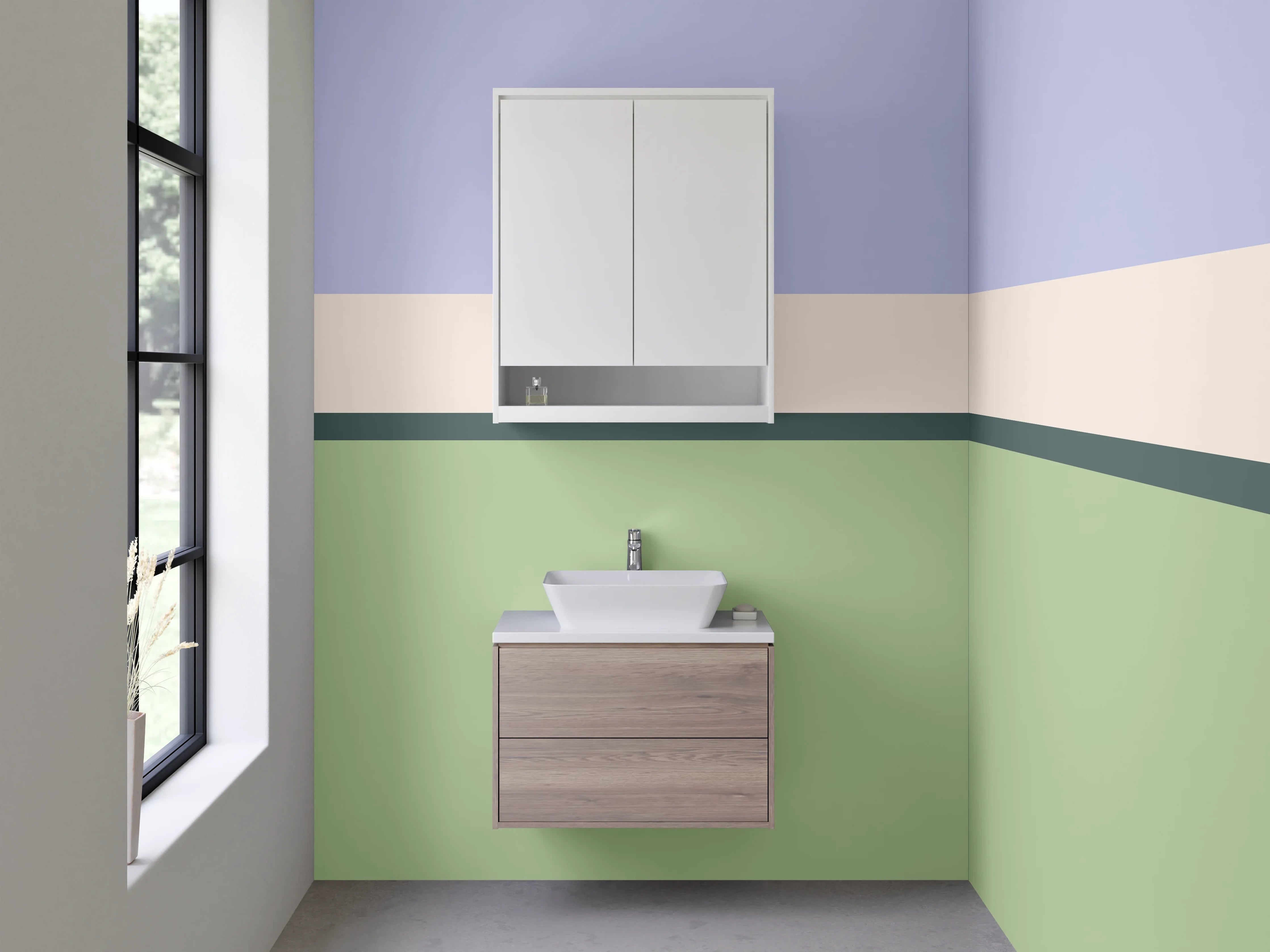 Waschbecken-Rückwand - Minimalistische Farbflächen modern
