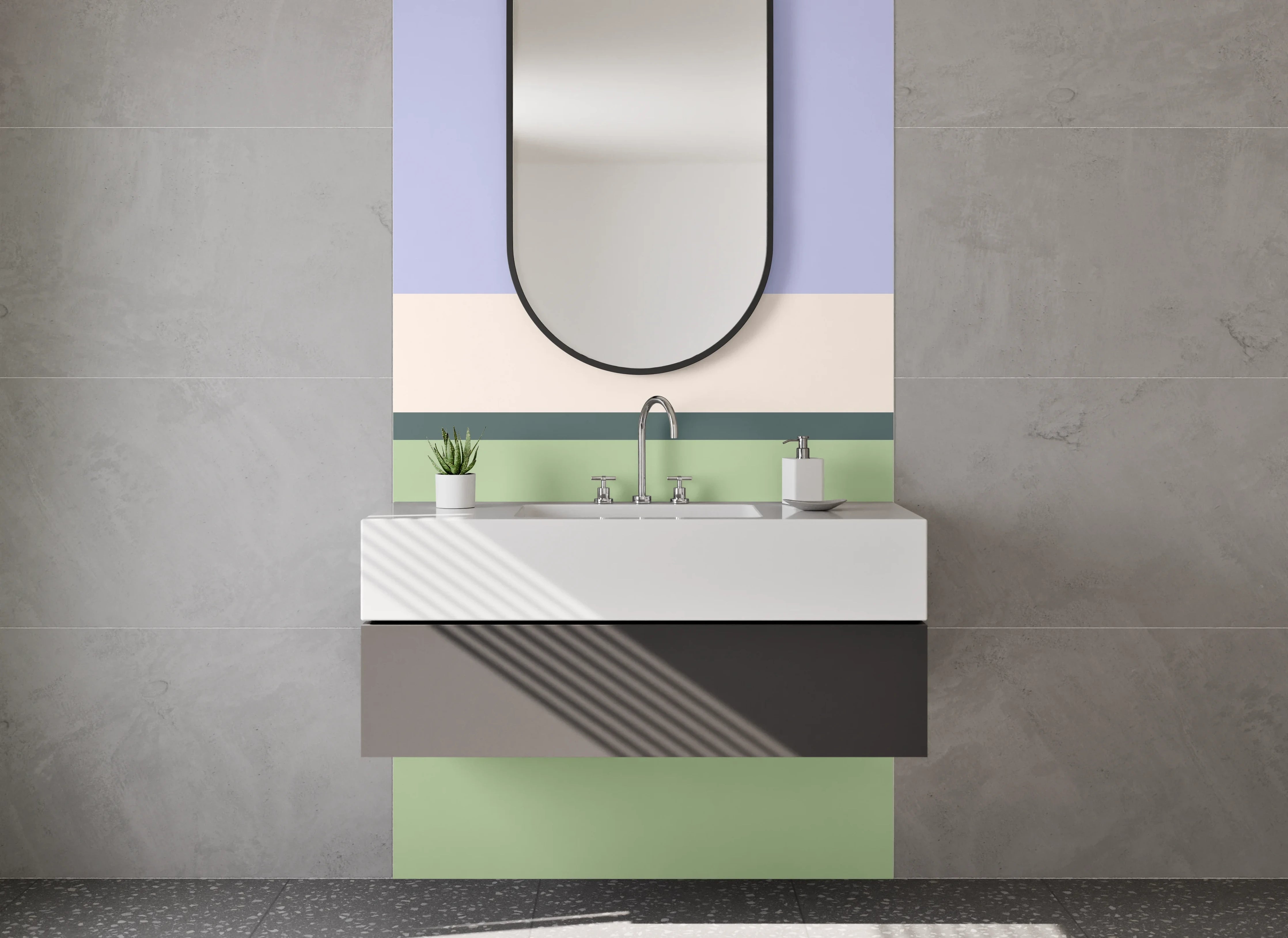 Waschbecken-Rückwand - Minimalistische Farbflächen modern