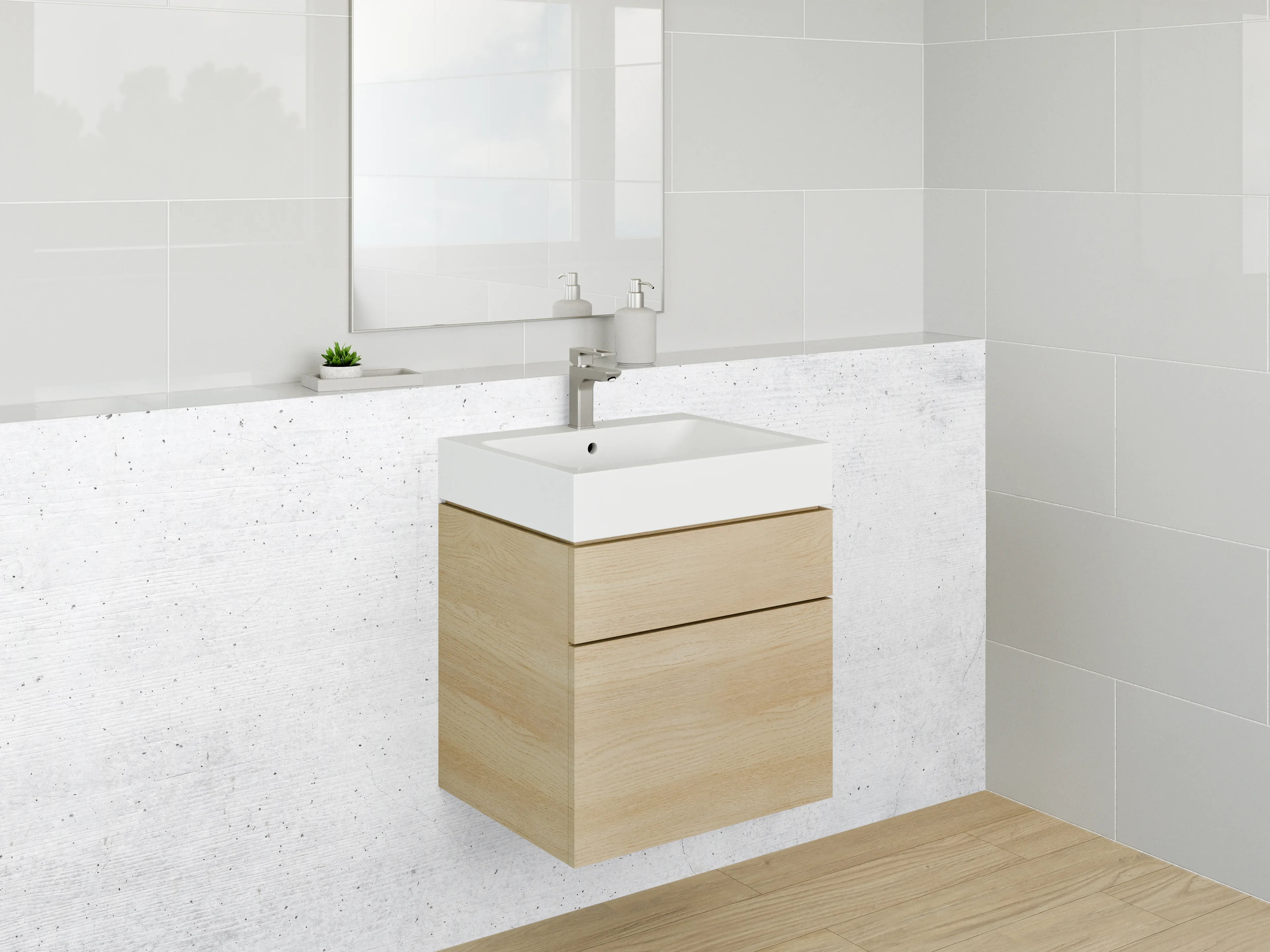 Waschbecken-Rückwand - Minimalistische weiße Beton-Optik
