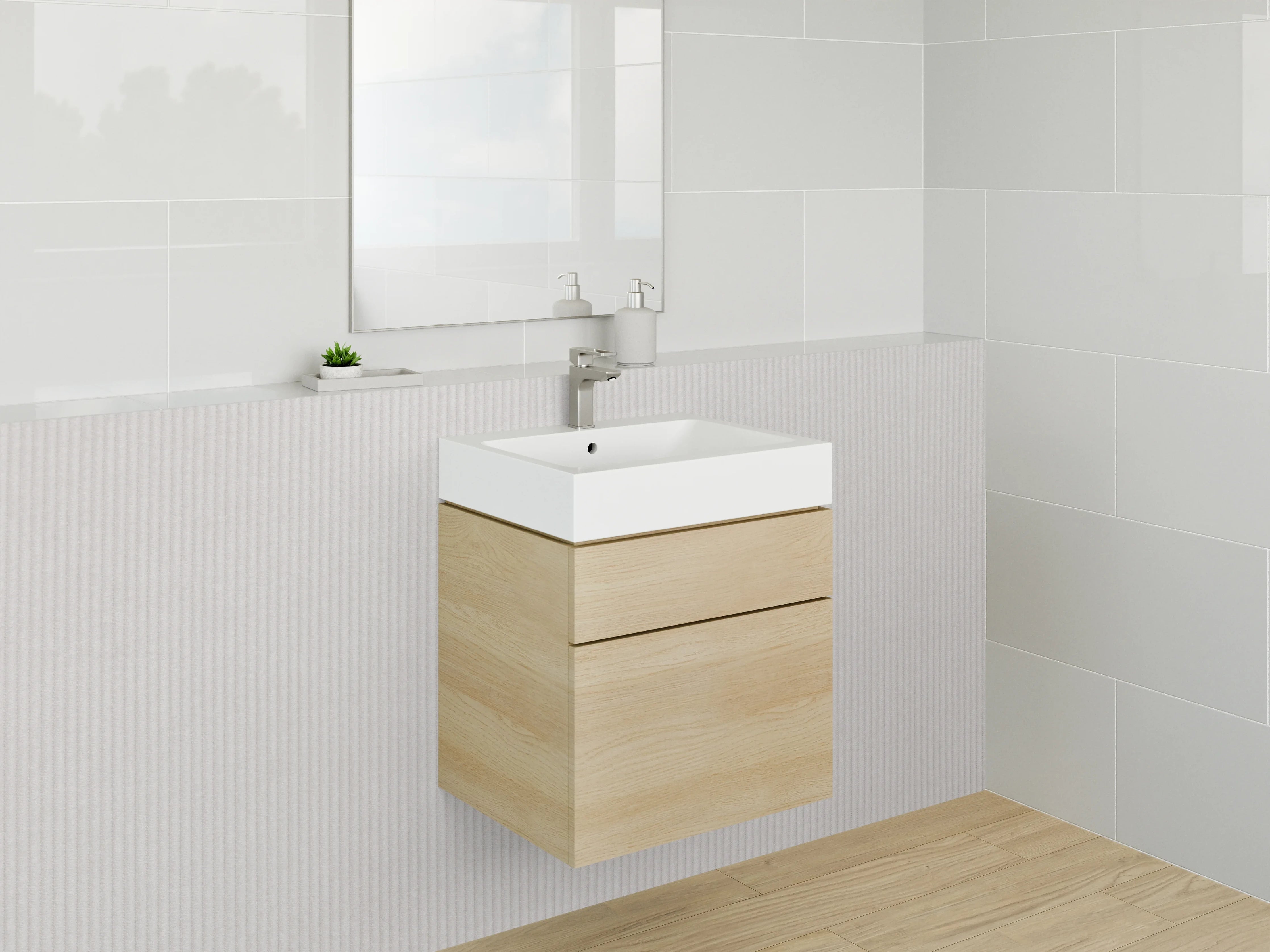 Waschbecken-Rückwand - Minimalistische weiße Oberfläche mit feinen Linien
