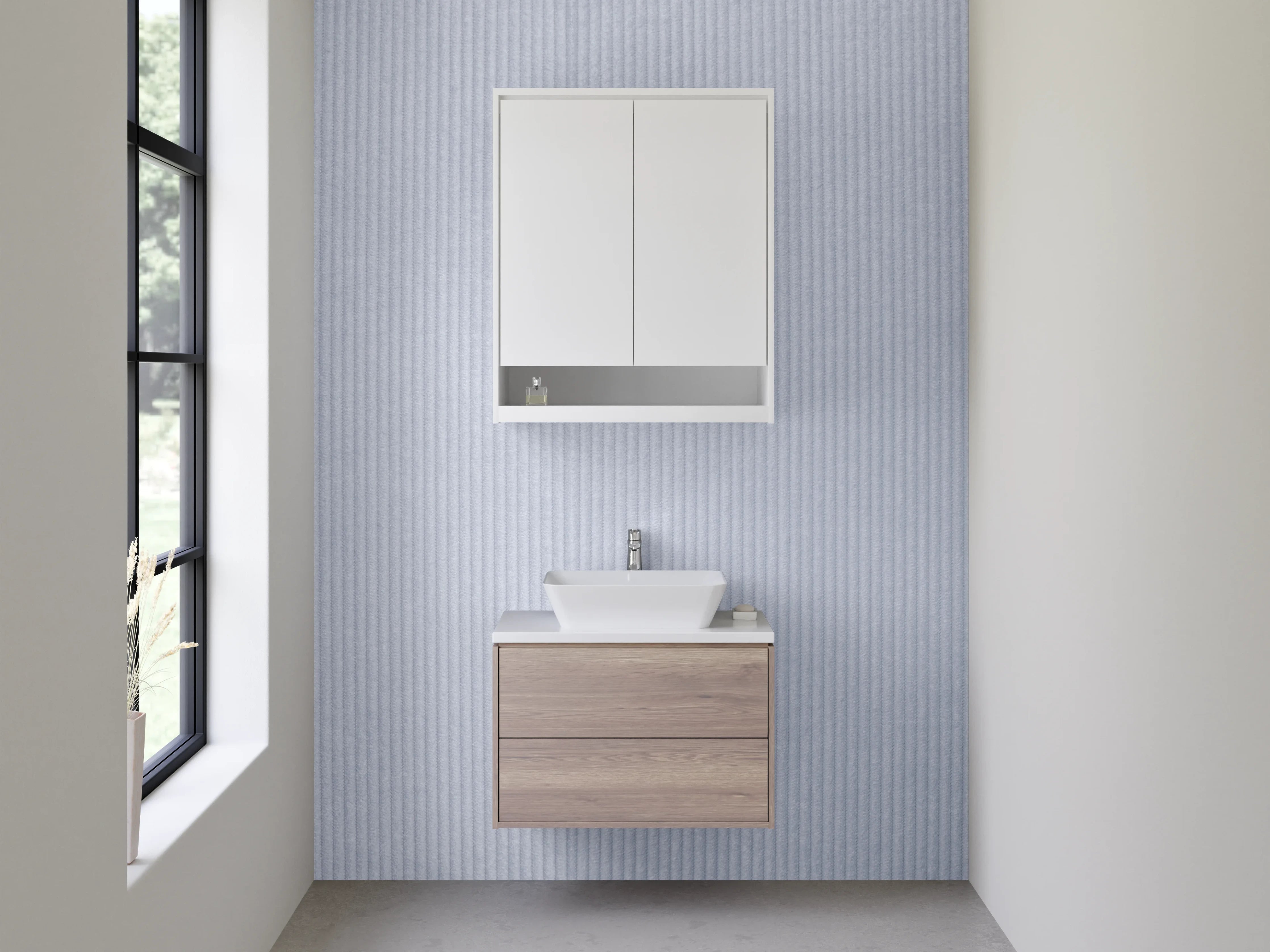Waschbecken-Rückwand - Minimalistische weiße Struktur für Rückwände