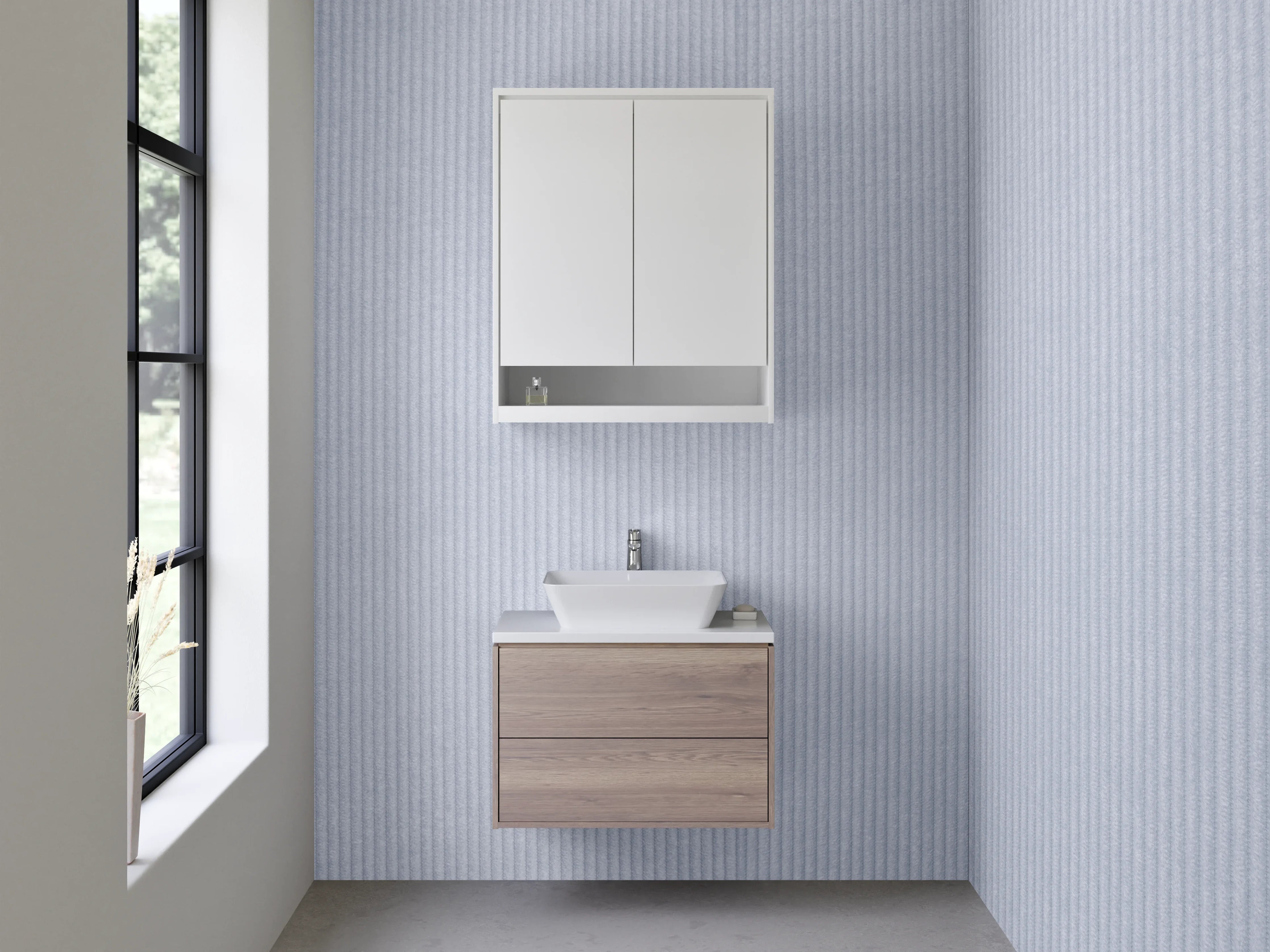 Waschbecken-Rückwand - Minimalistische weiße Struktur für Rückwände