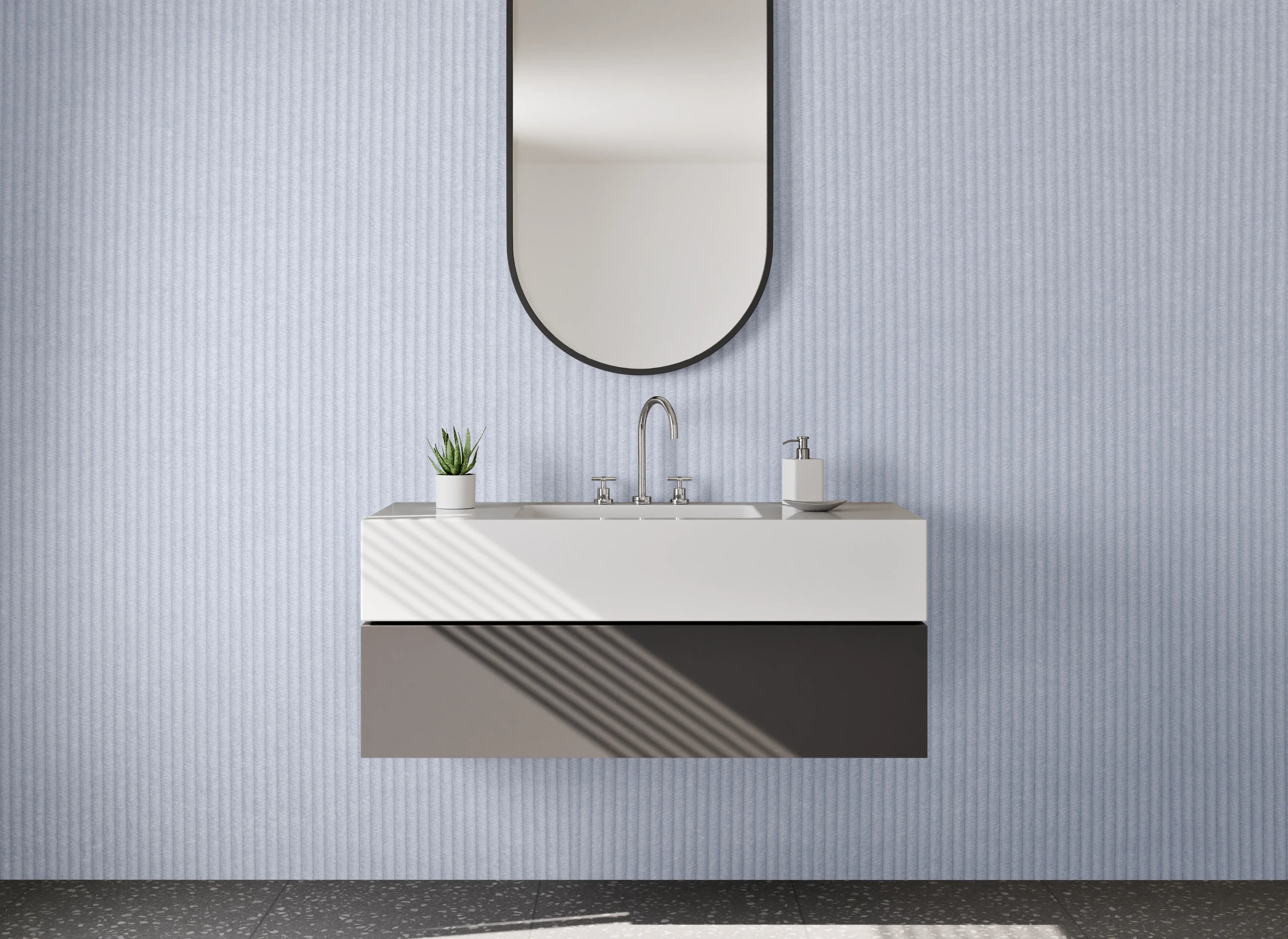 Waschbecken-Rückwand - Minimalistische weiße Struktur für Rückwände