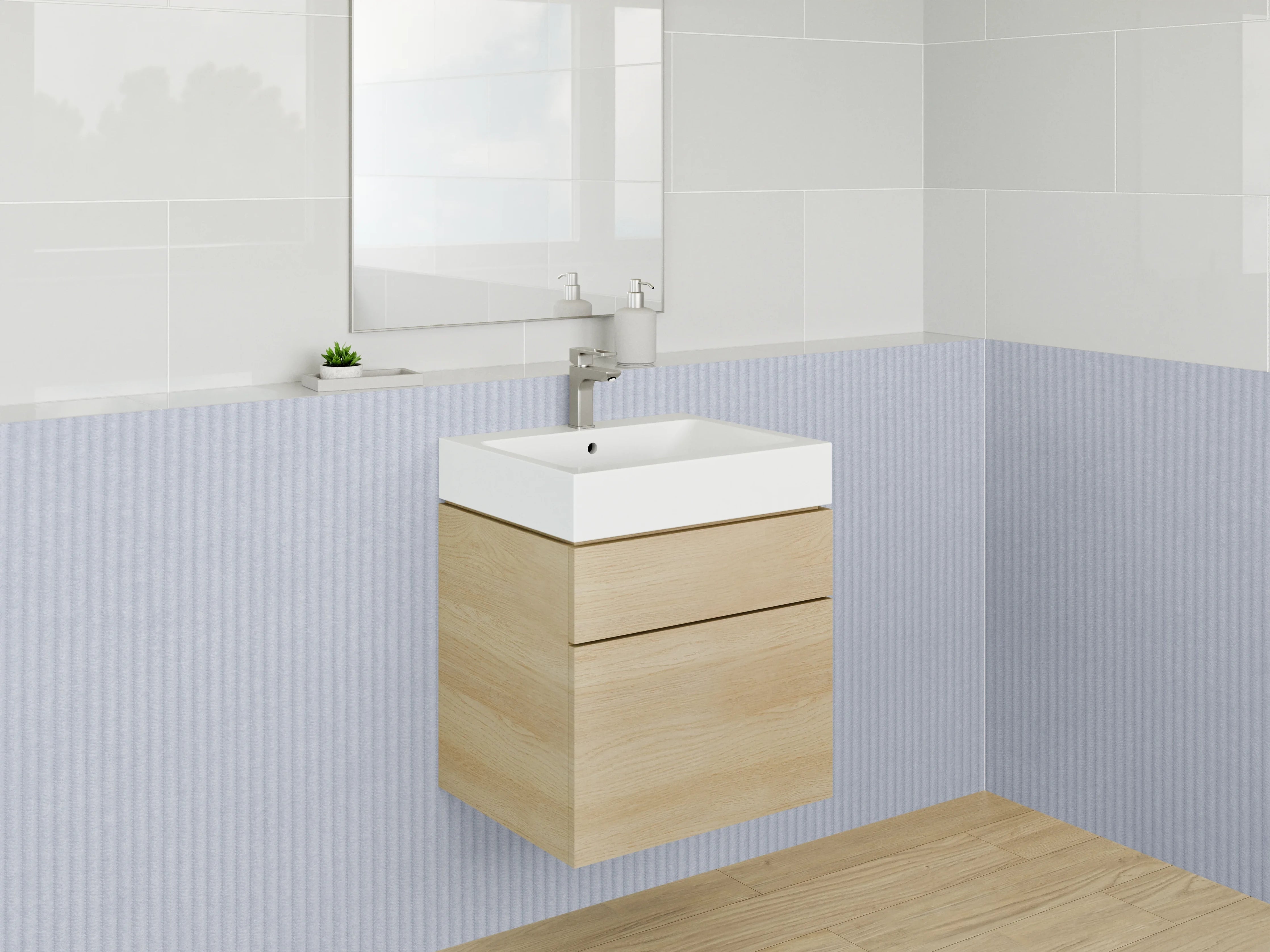 Waschbecken-Rückwand - Minimalistische weiße Struktur für Rückwände