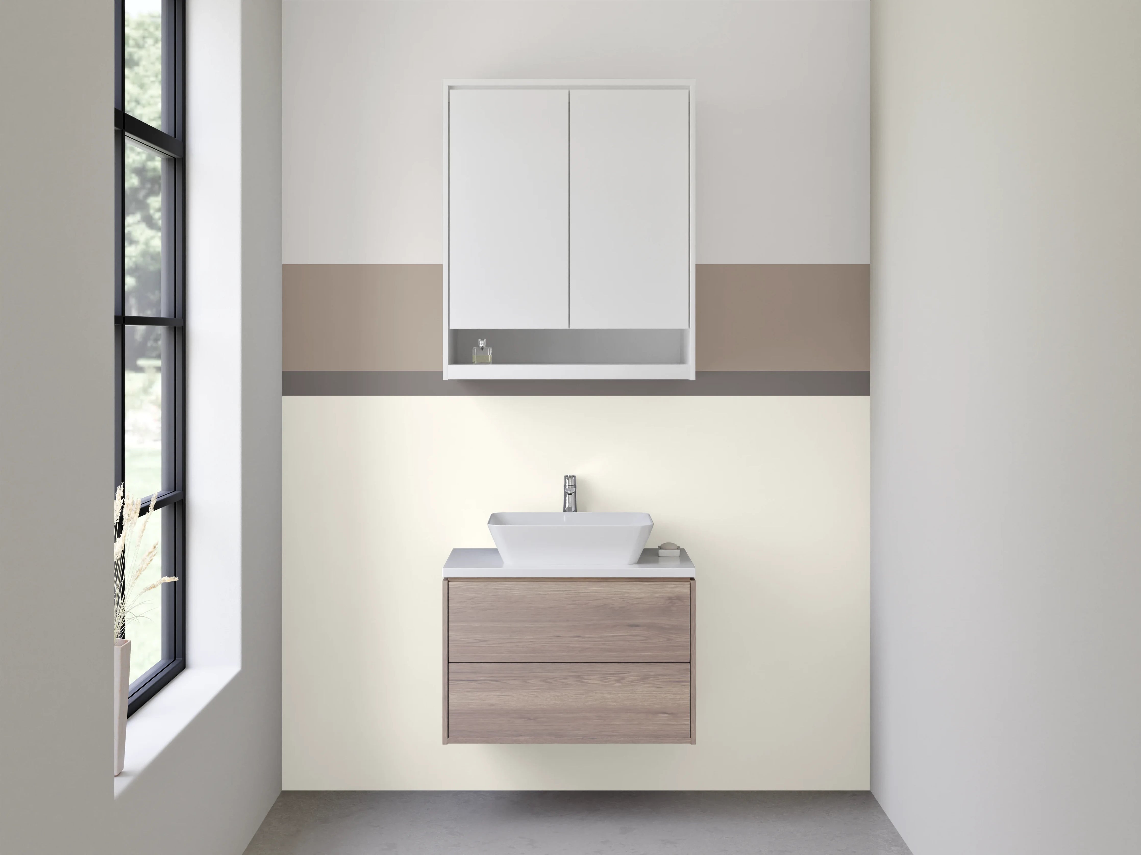 Waschbecken-Rückwand - Minimalistisches Farbdesign
