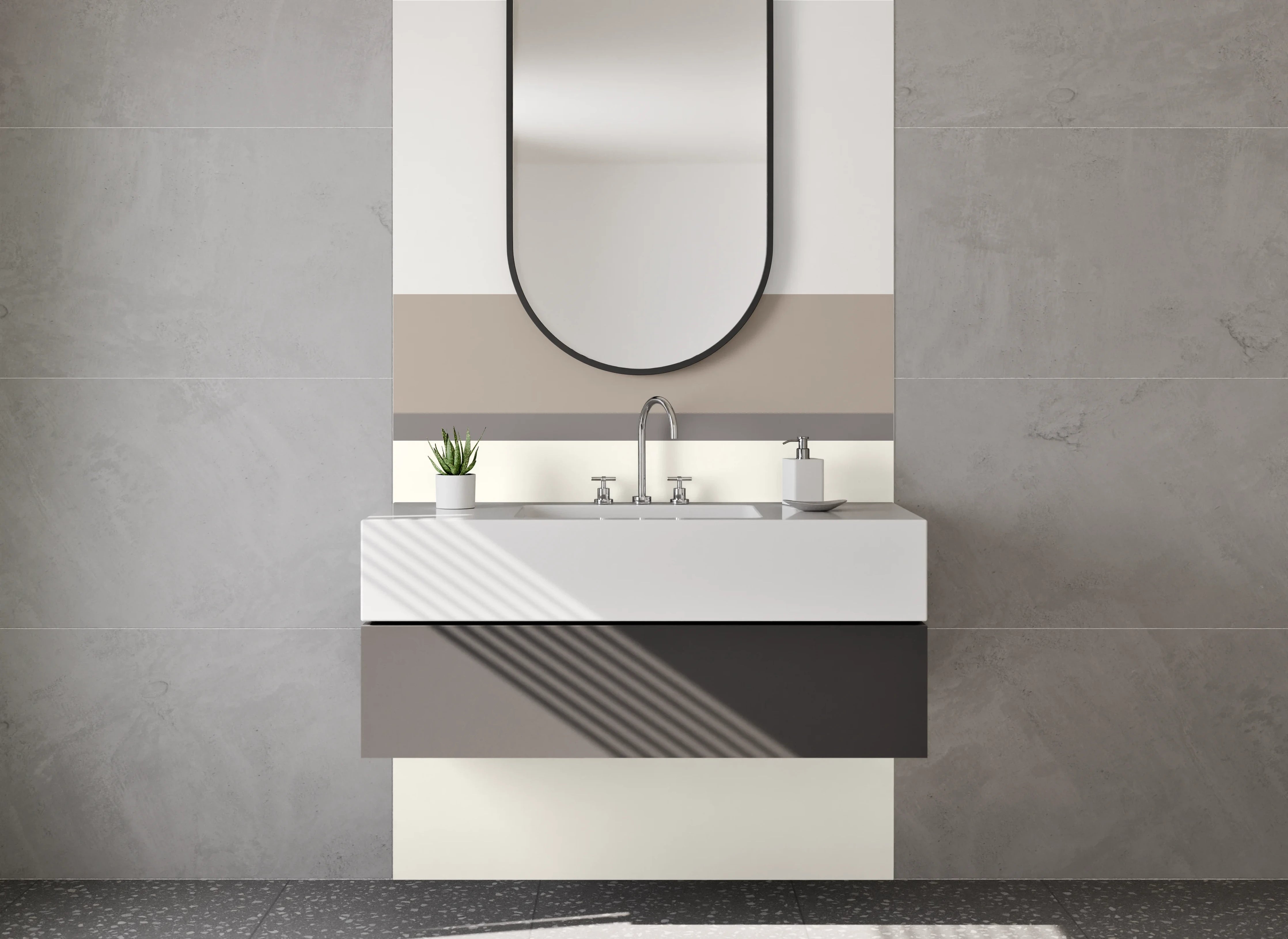 Waschbecken-Rückwand - Minimalistisches Farbdesign