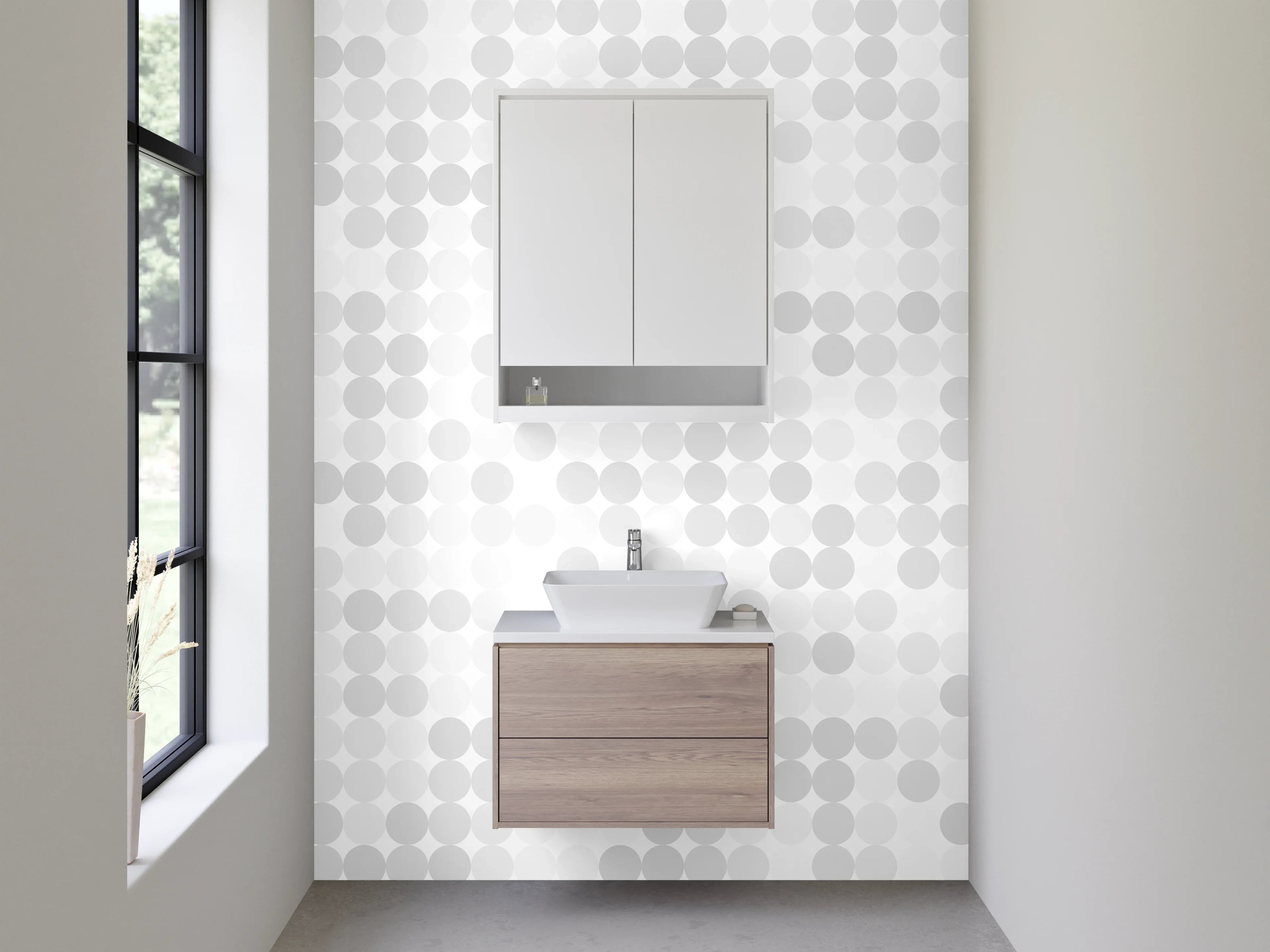 Waschbecken-Rückwand - Minimalistisches Pixel-Dot Muster Weiß Grau