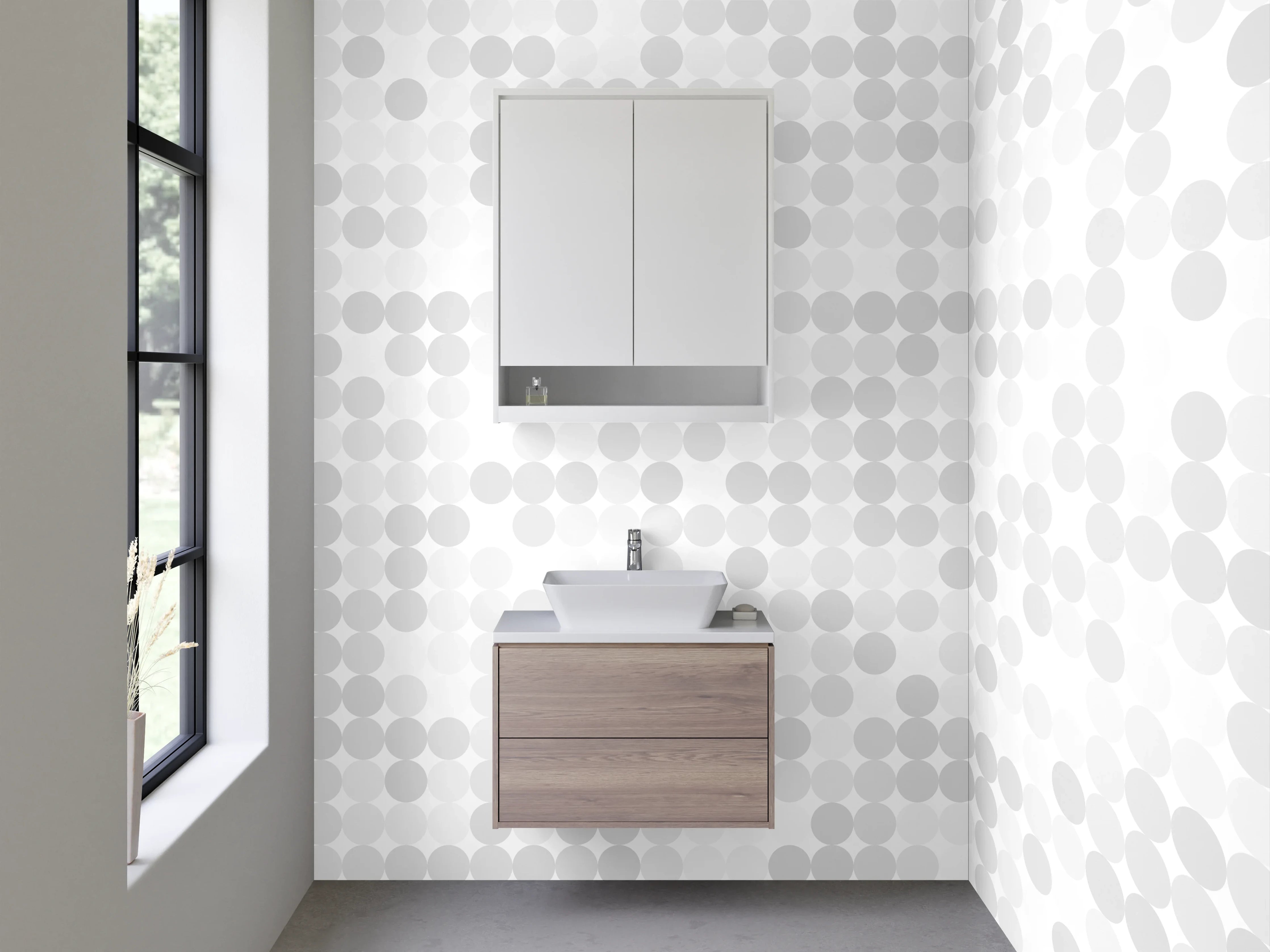 Waschbecken-Rückwand - Minimalistisches Pixel-Dot Muster Weiß Grau