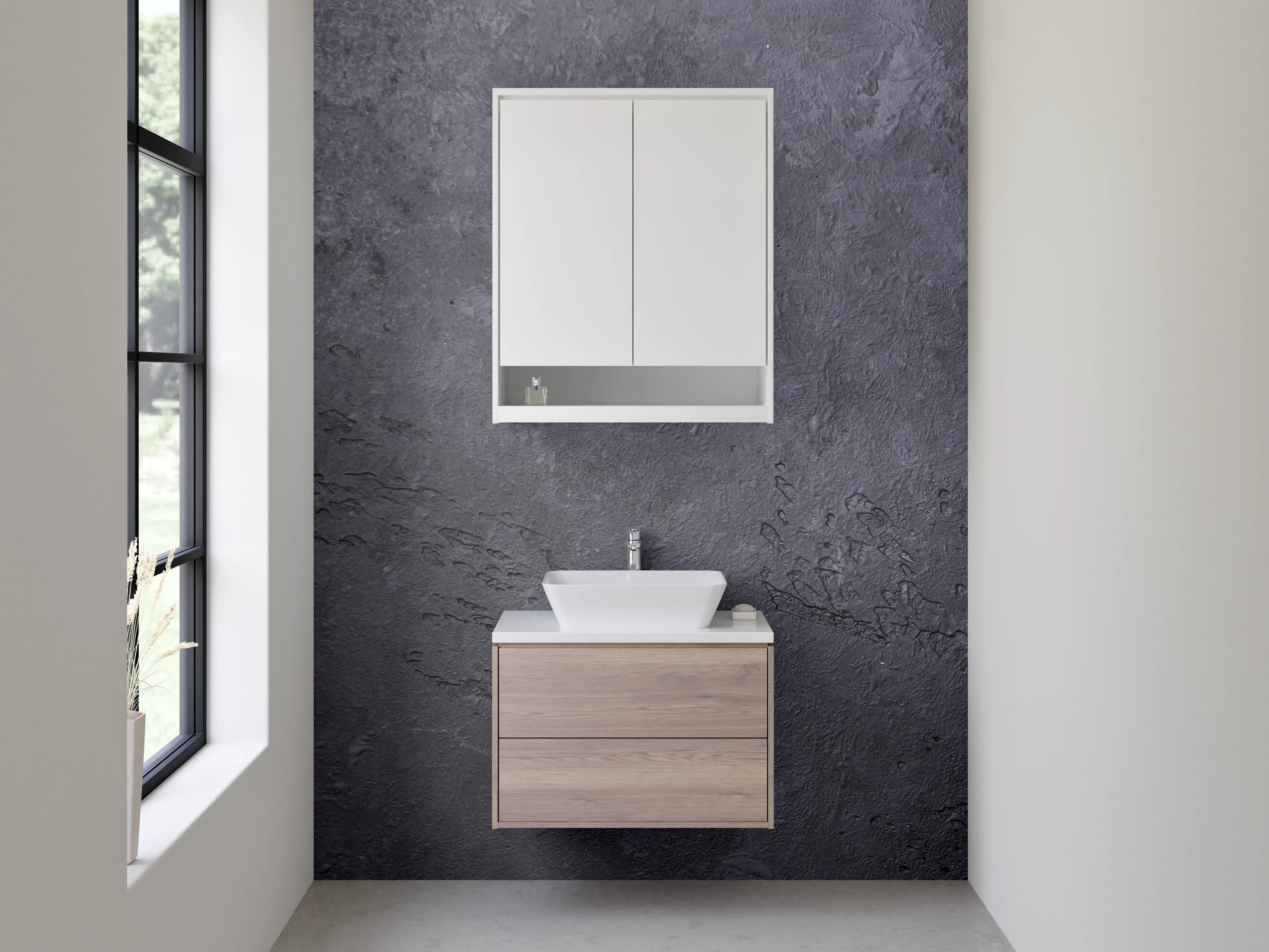 Waschbecken-Rückwand - Moderne Beton-Optik Grau