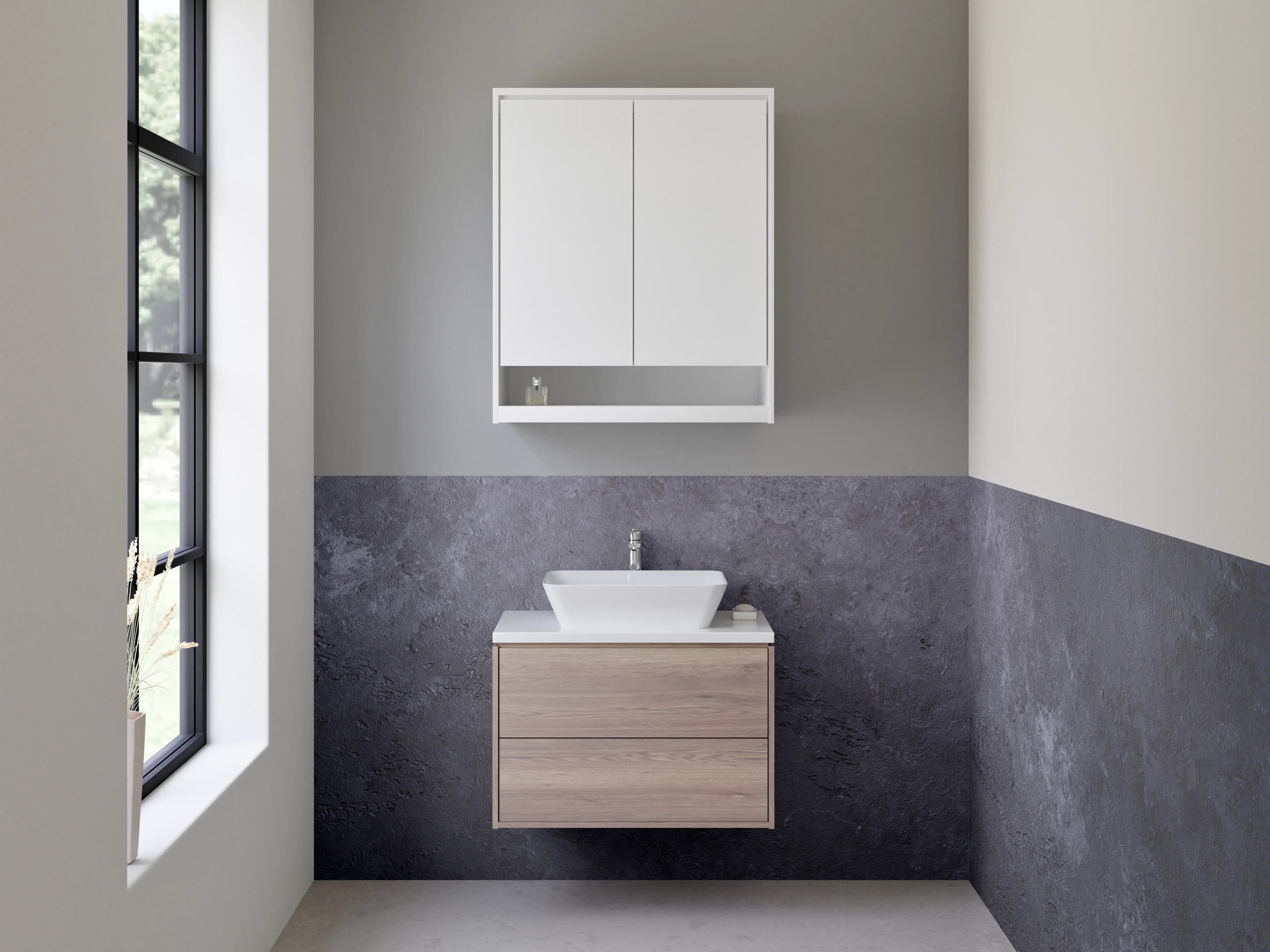 Waschbecken-Rückwand - Moderne Beton-Optik Grau