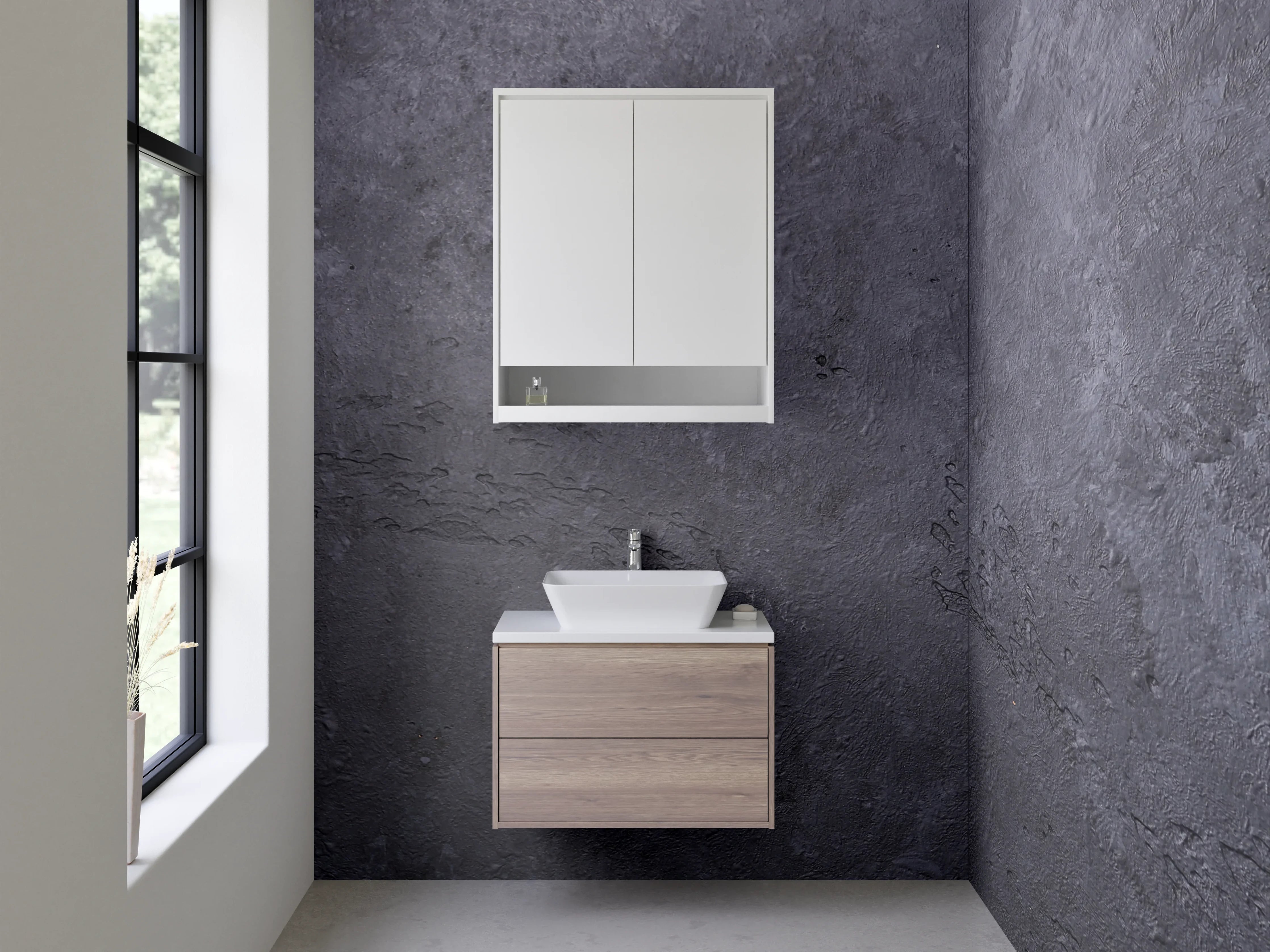 Waschbecken-Rückwand - Moderne Beton-Optik Grau