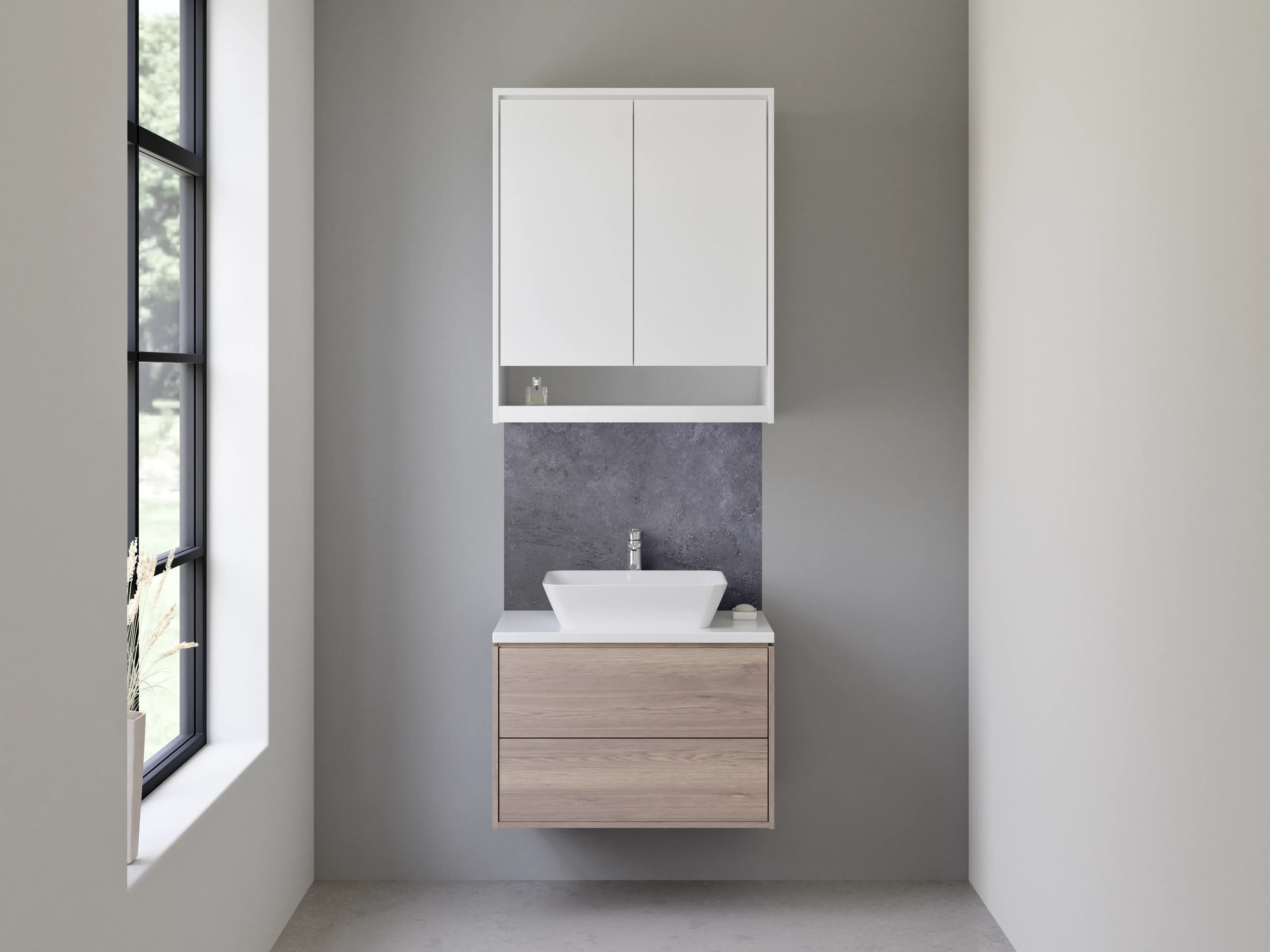 Waschbecken-Rückwand - Moderne Beton-Optik Grau