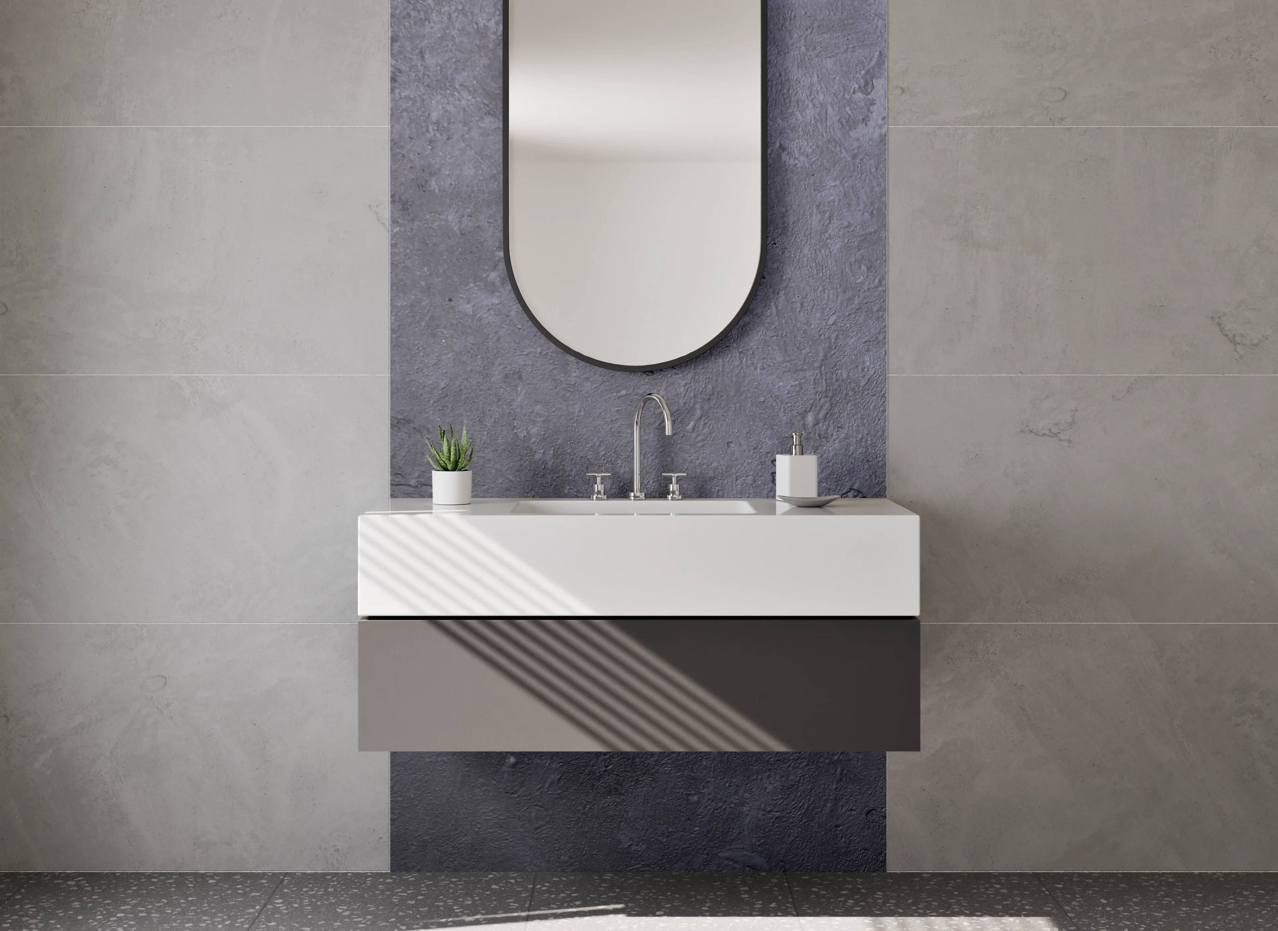 Waschbecken-Rückwand - Moderne Beton-Optik Grau
