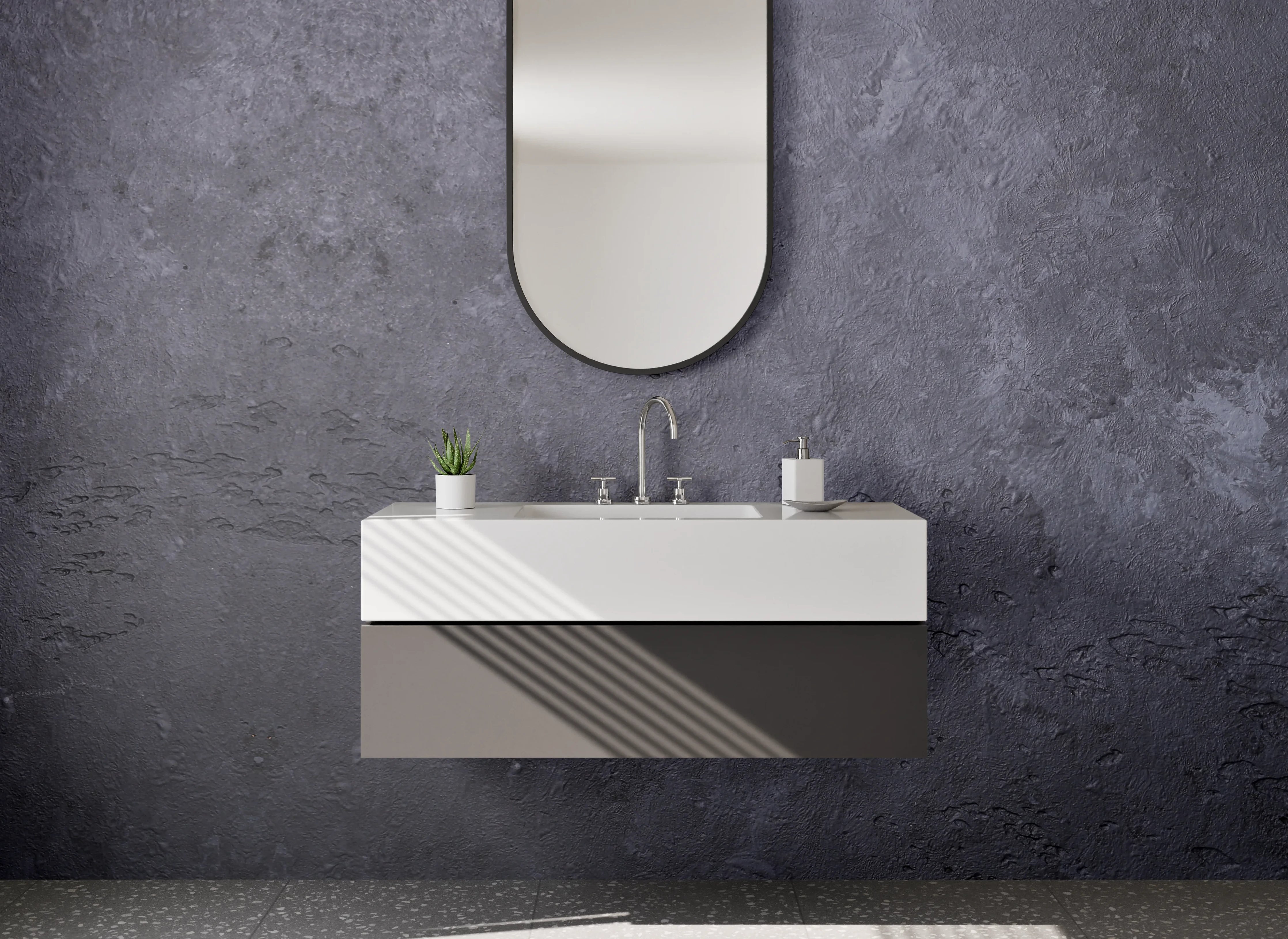 Waschbecken-Rückwand - Moderne Beton-Optik Grau