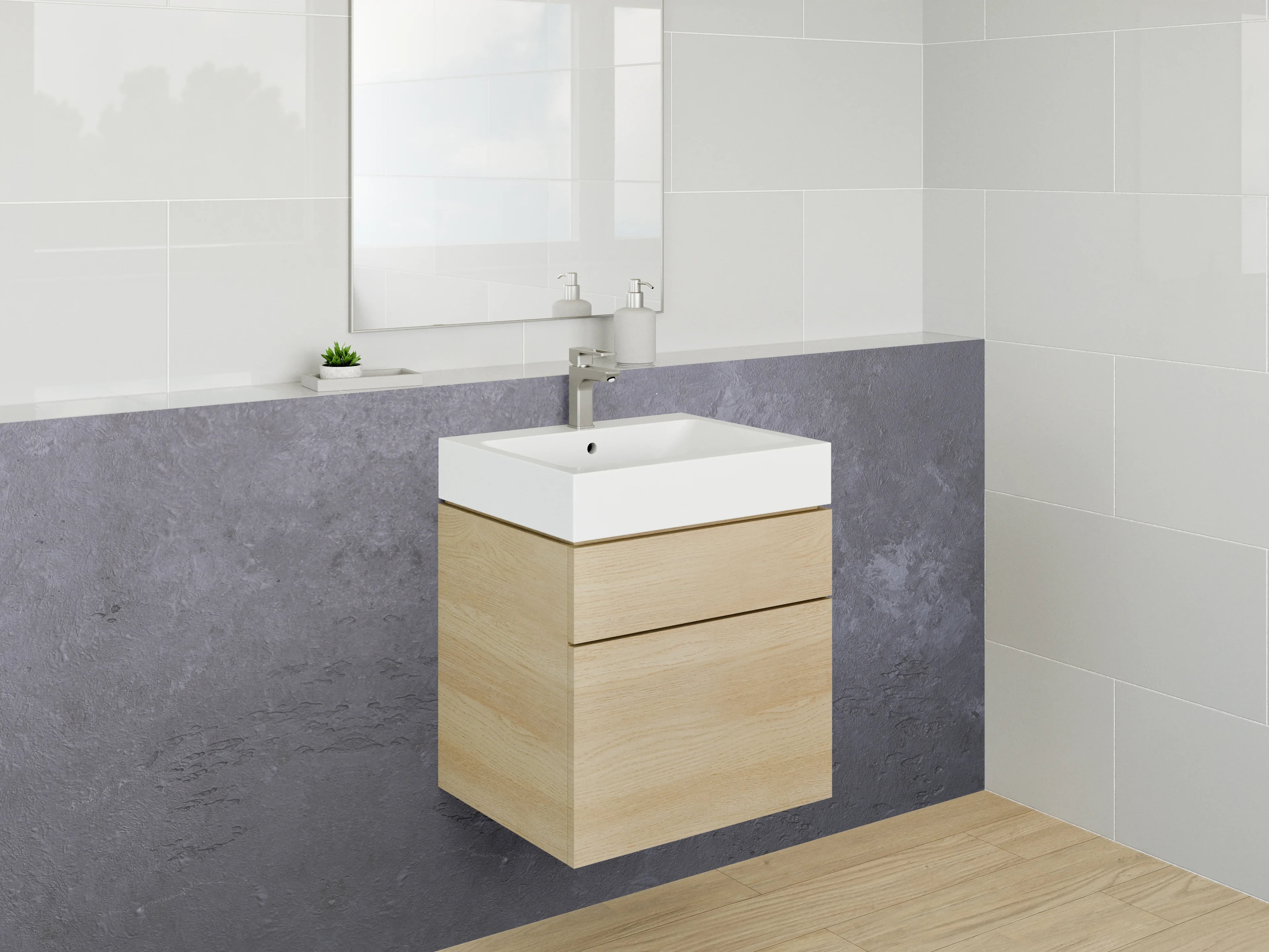 Waschbecken-Rückwand - Moderne Beton-Optik Grau