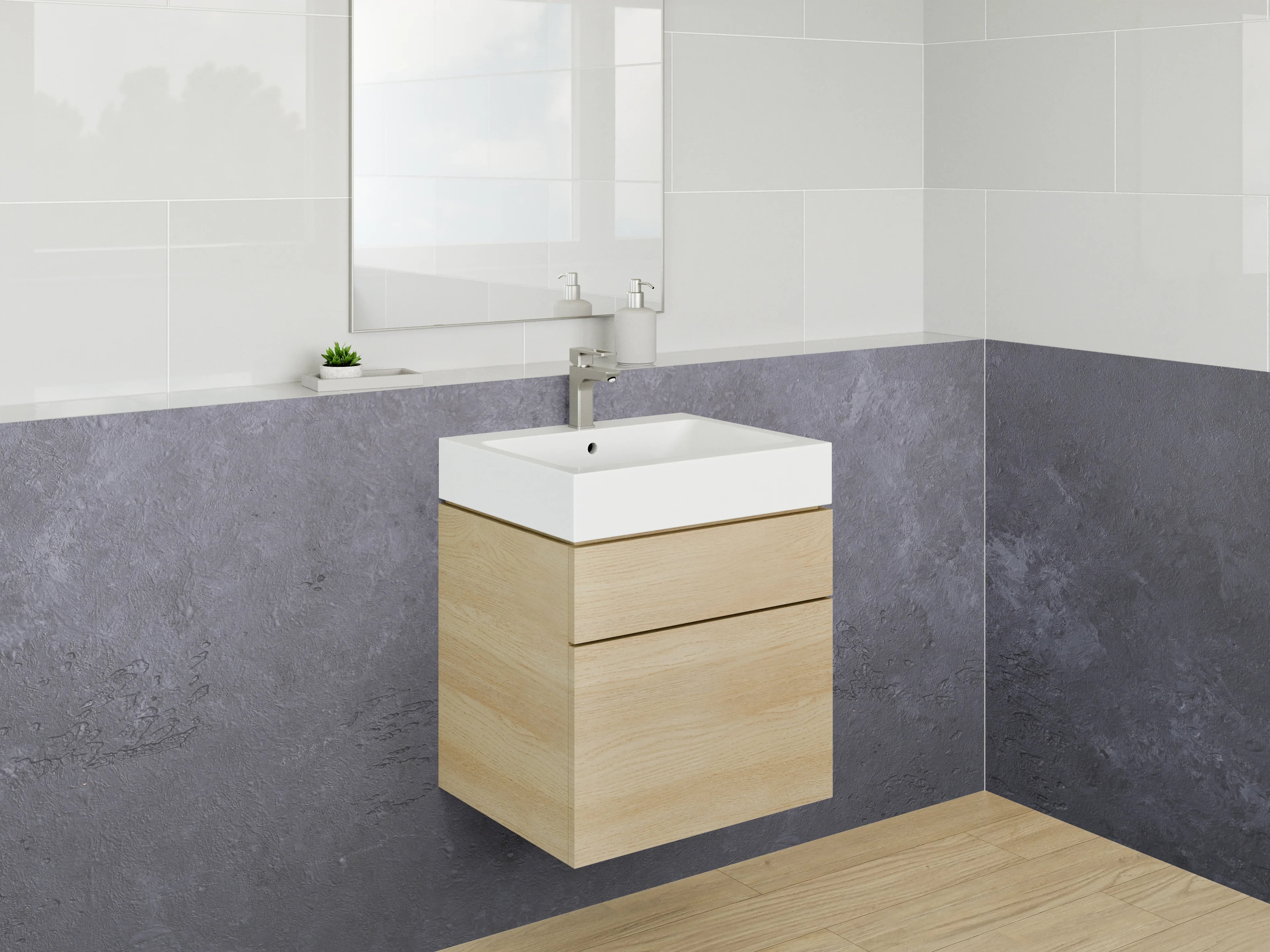 Waschbecken-Rückwand - Moderne Beton-Optik Grau