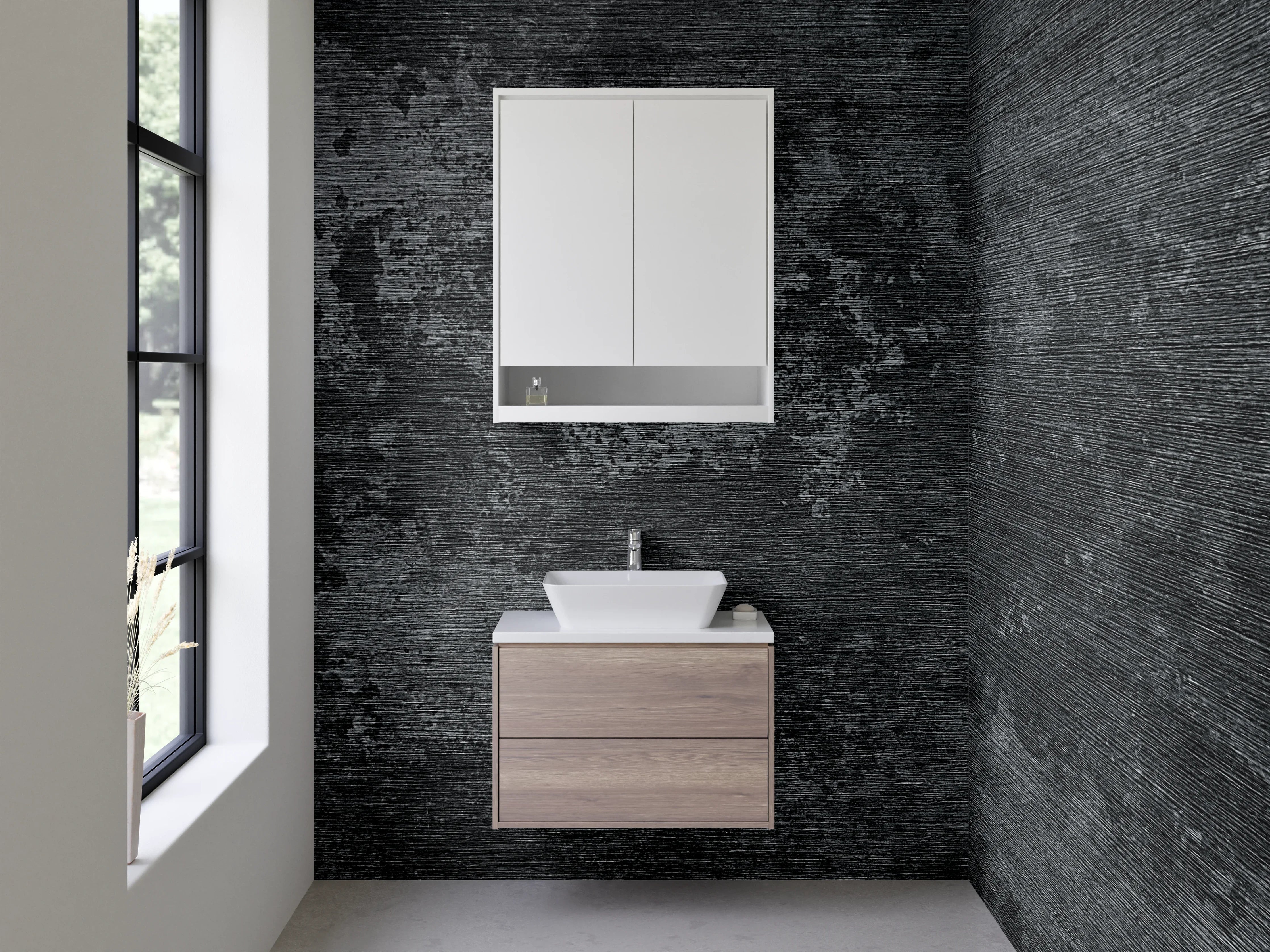 Waschbecken-Rückwand - Moderne Beton-Optik in Anthrazit Grau