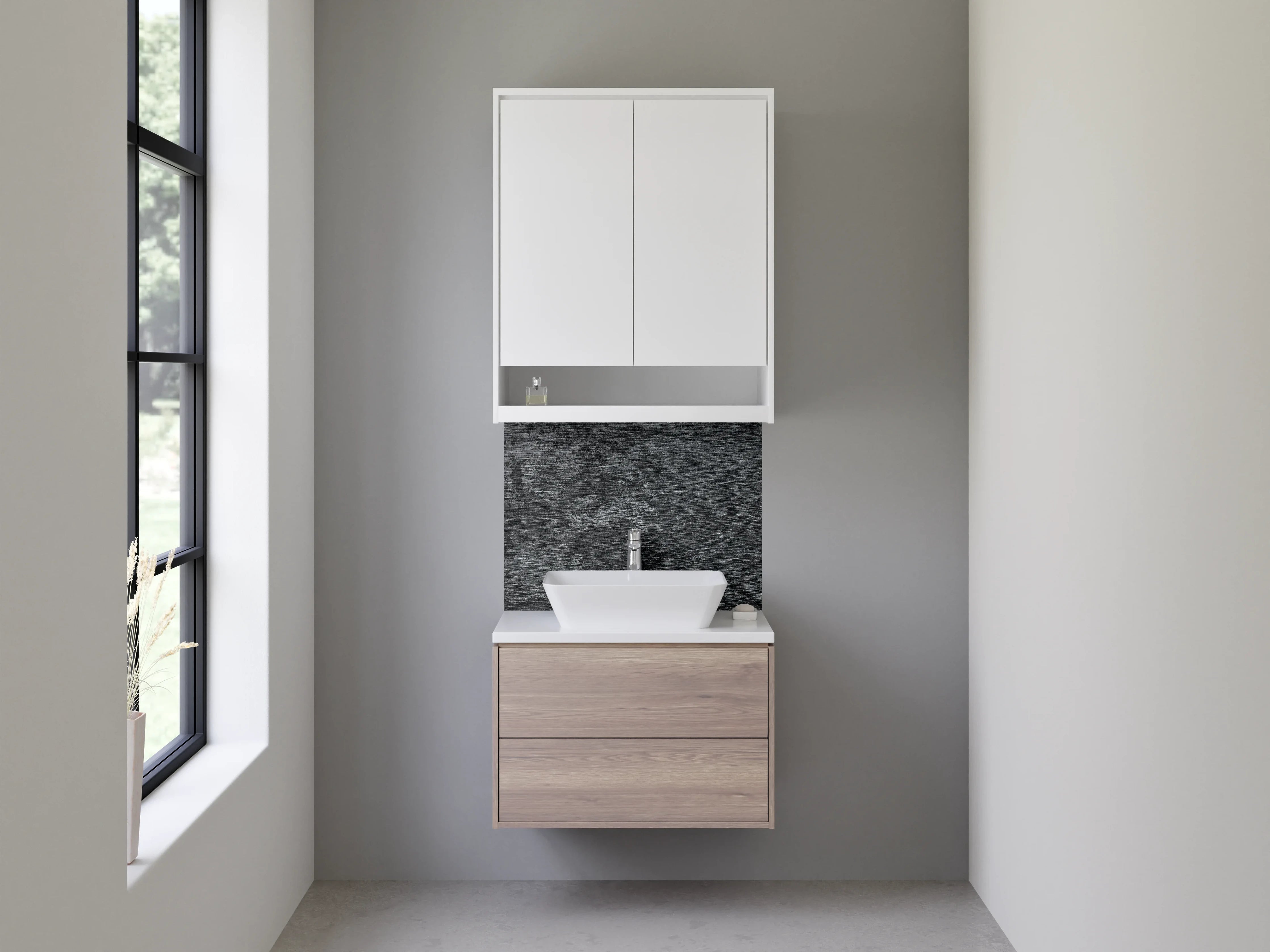 Waschbecken-Rückwand - Moderne Beton-Optik in Anthrazit Grau