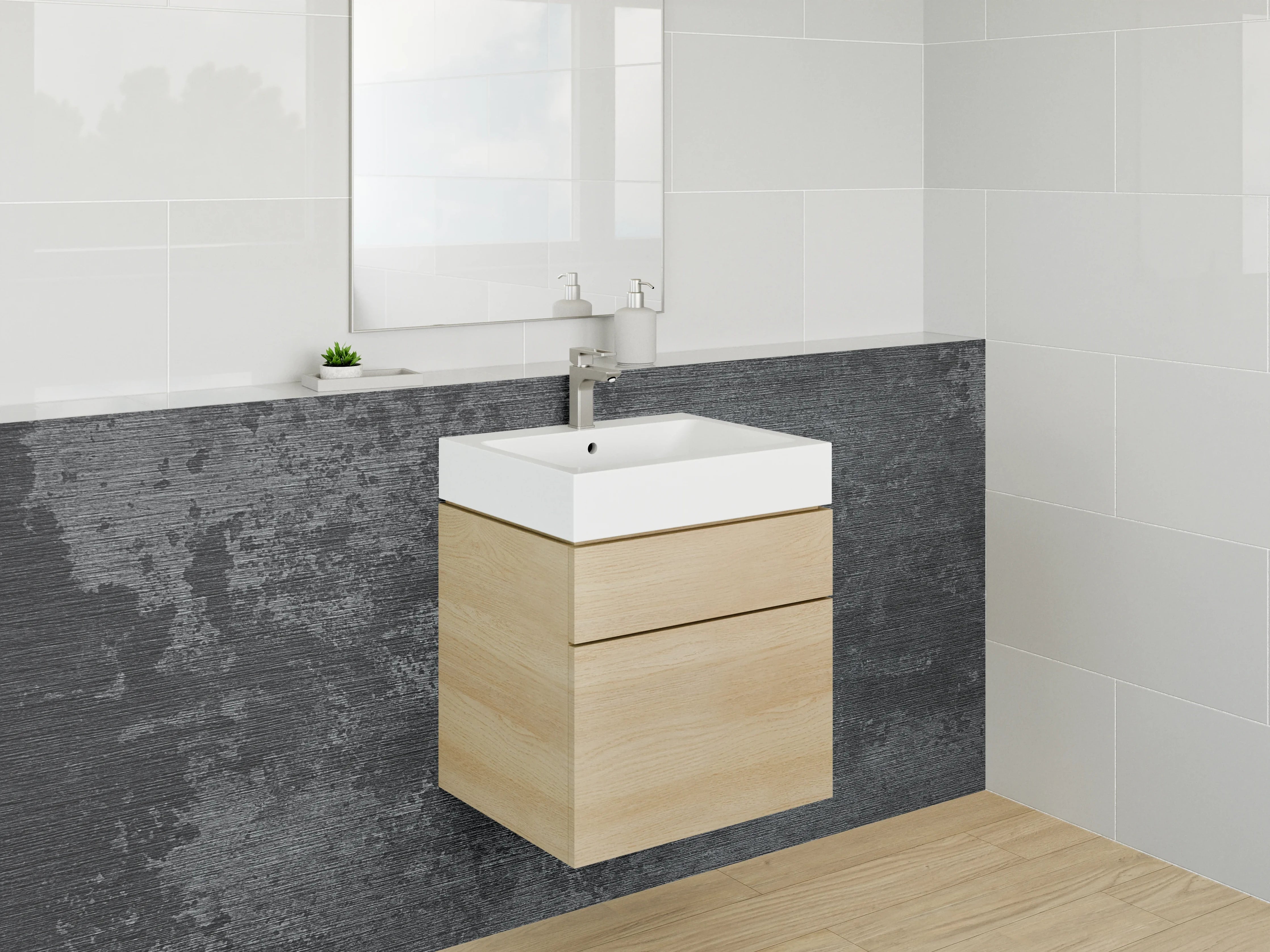 Waschbecken-Rückwand - Moderne Beton-Optik in Anthrazit Grau