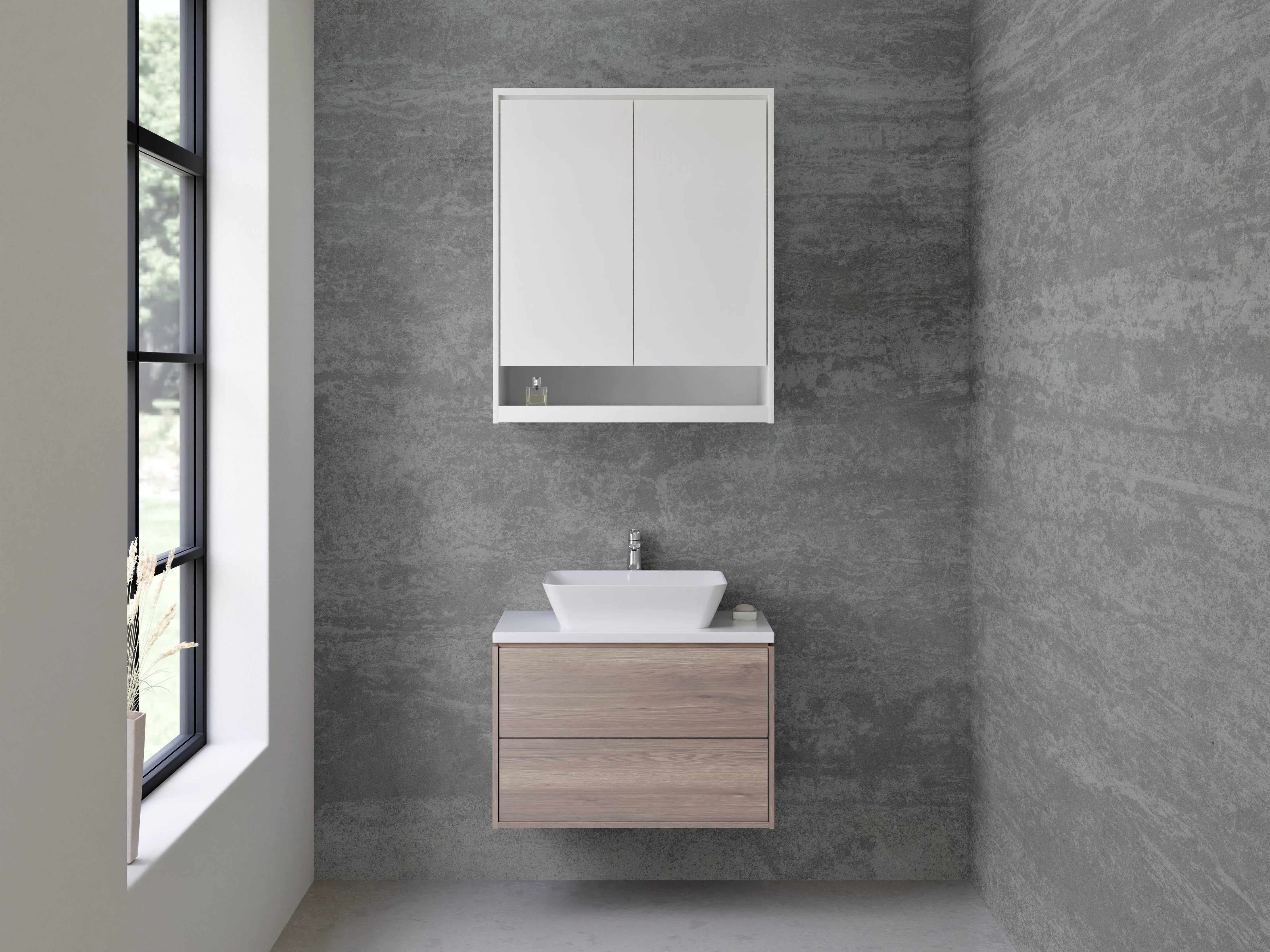 Waschbecken-Rückwand - Moderne Betoneffekt-Wand in Grau