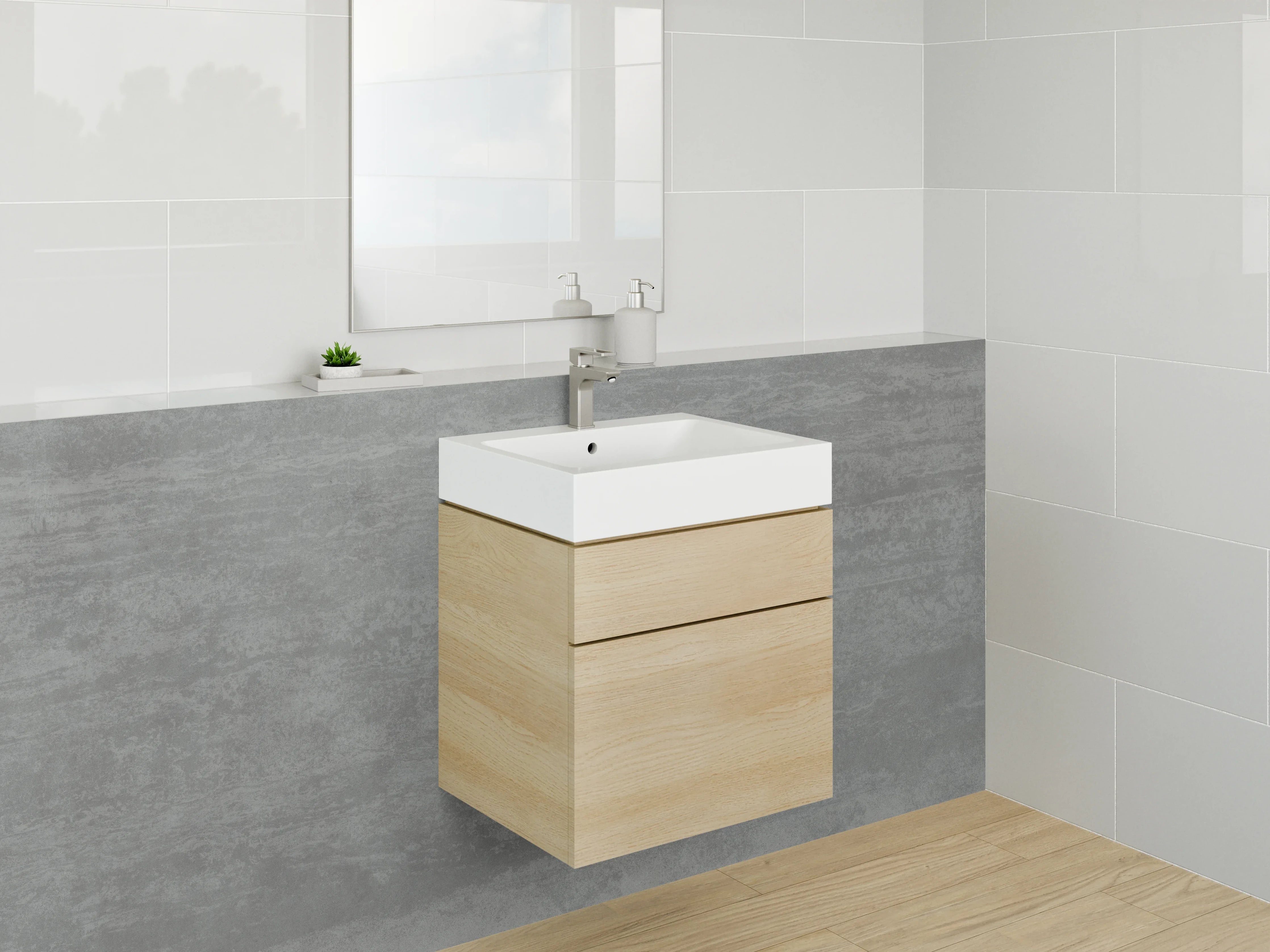 Waschbecken-Rückwand - Moderne Betoneffekt-Wand in Grau