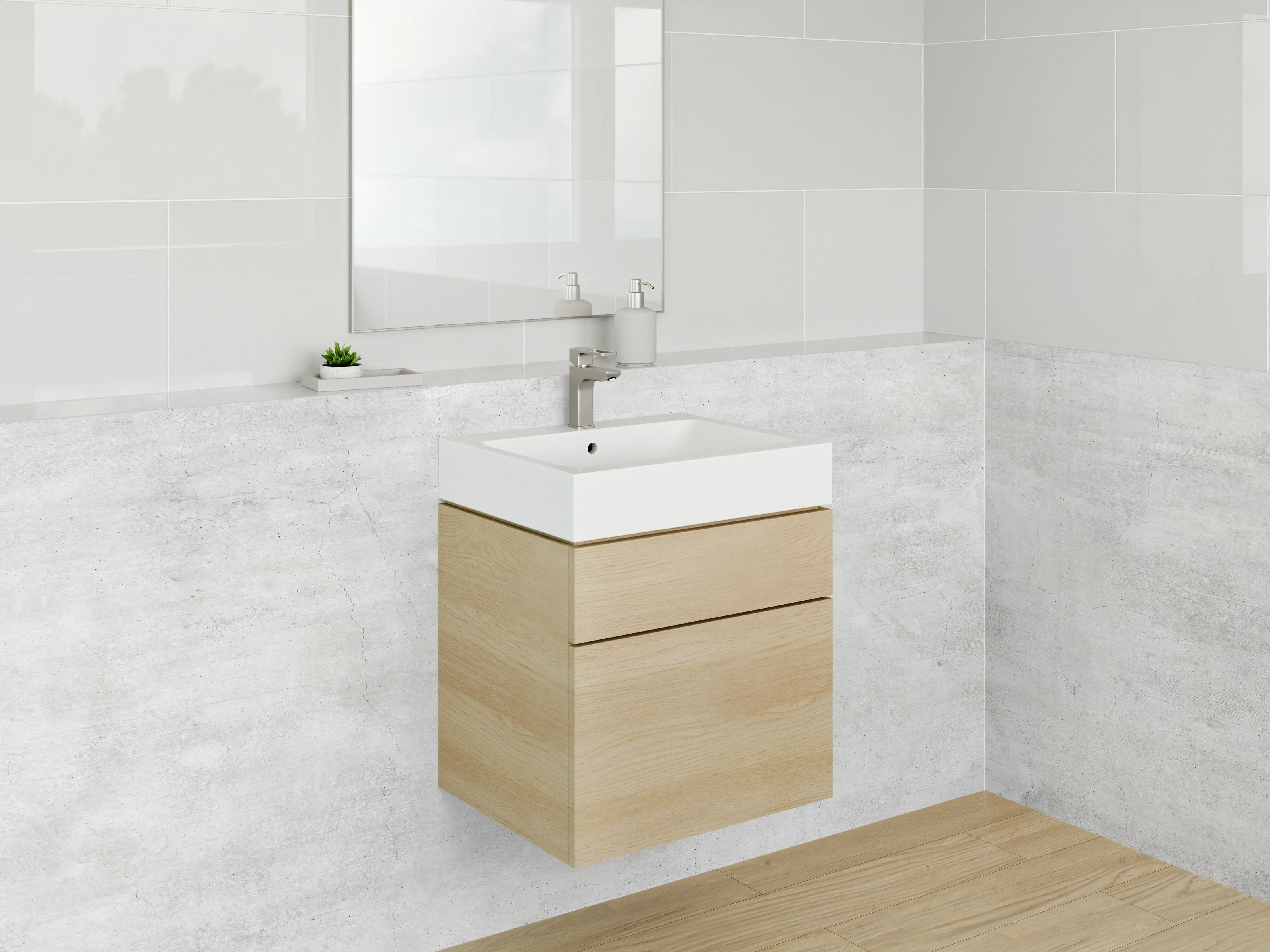 Waschbecken-Rückwand - Moderne Betonoptik Weiß-Grau