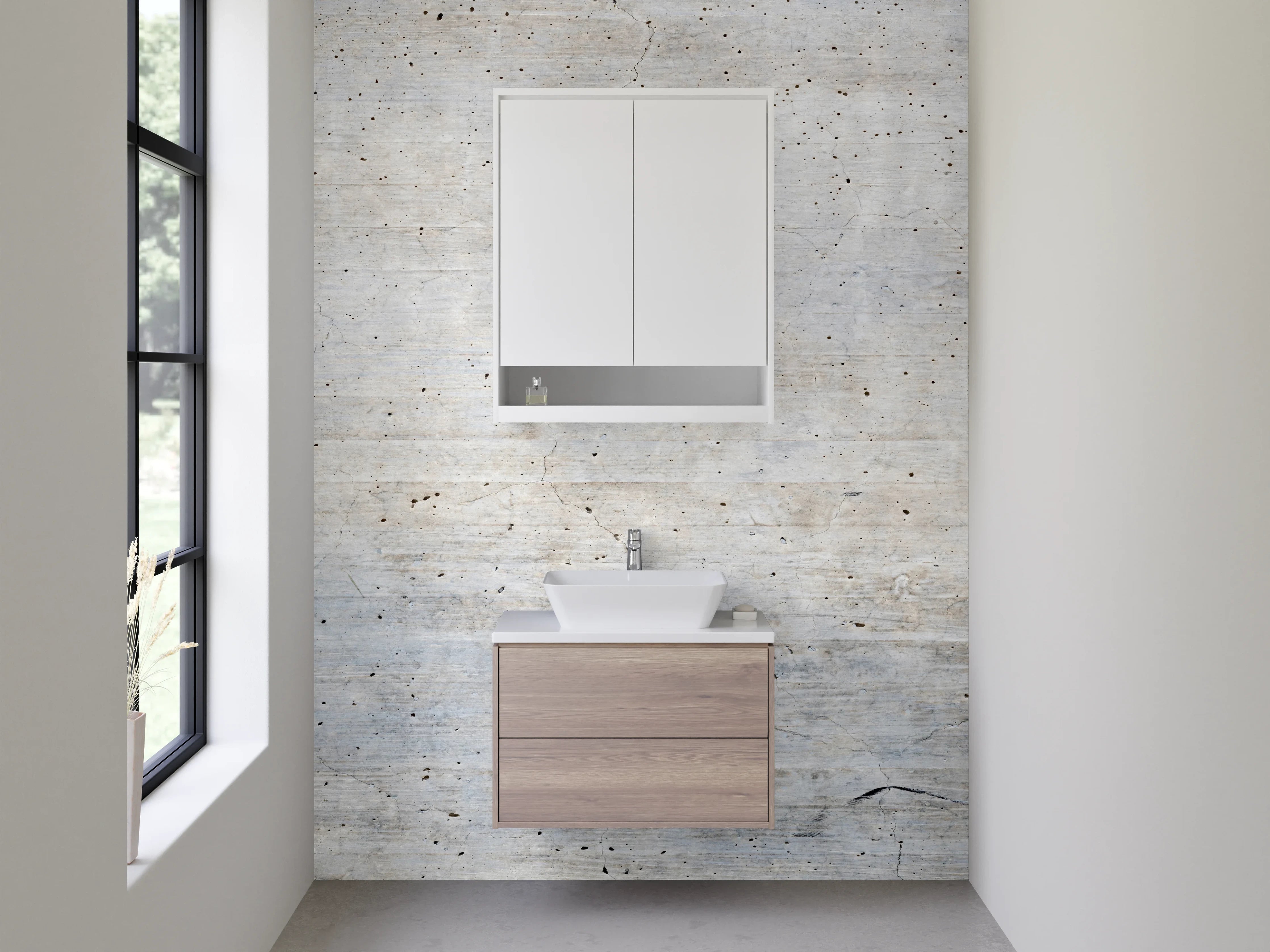 Waschbecken-Rückwand - Moderne Betonwand mit subtiler Textur