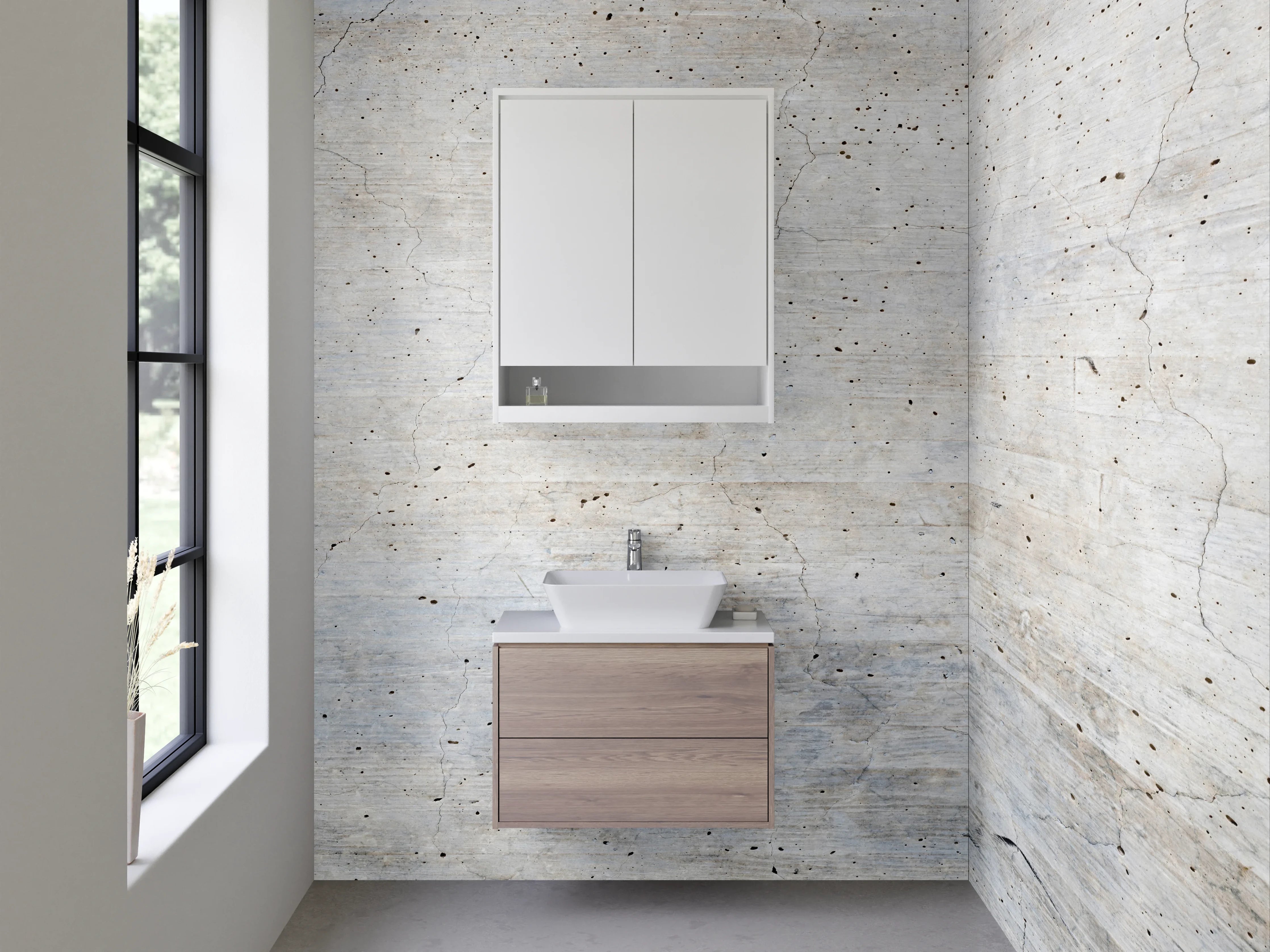 Waschbecken-Rückwand - Moderne Betonwand mit subtiler Textur