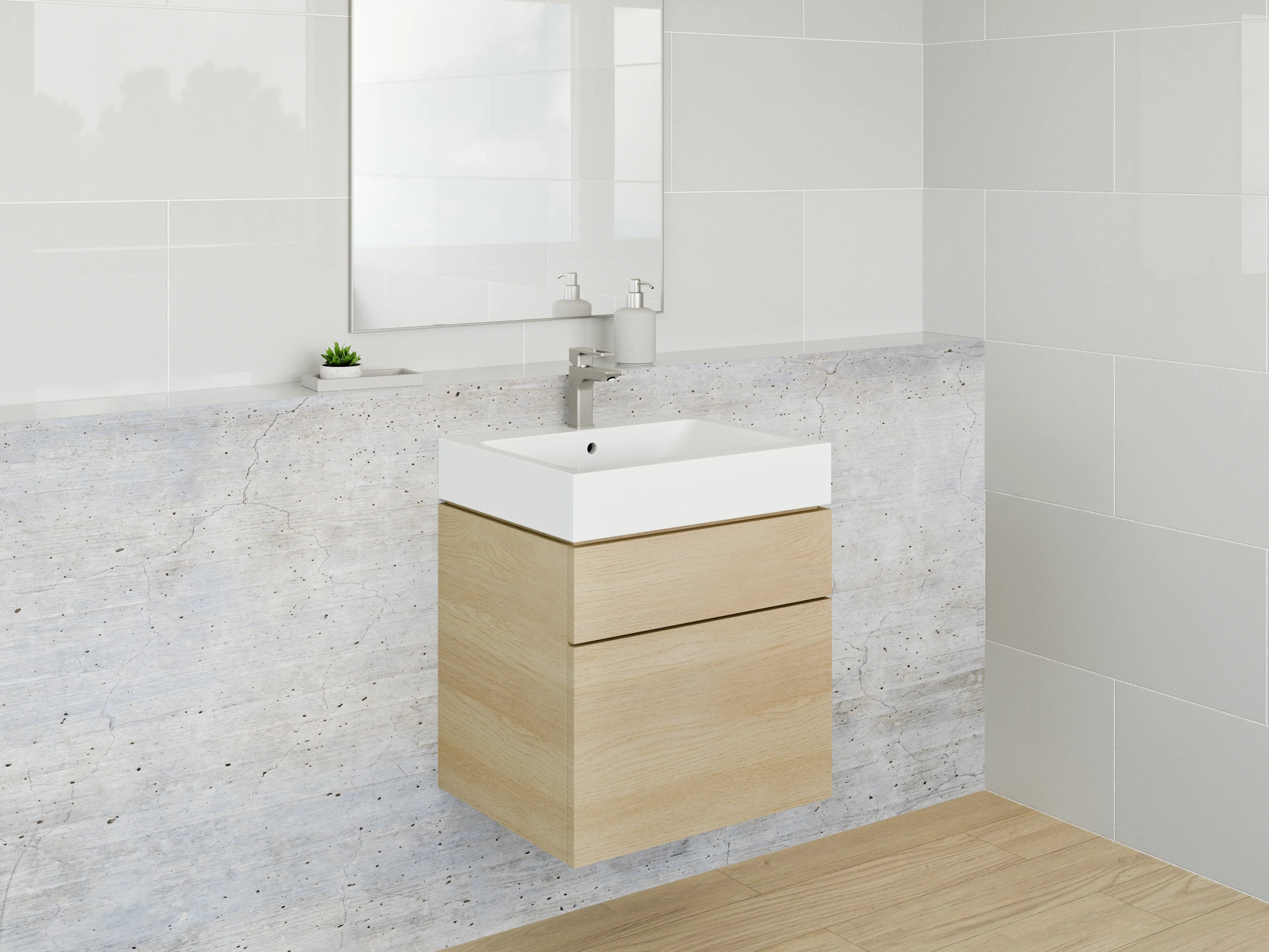 Waschbecken-Rückwand - Moderne Betonwand mit subtiler Textur