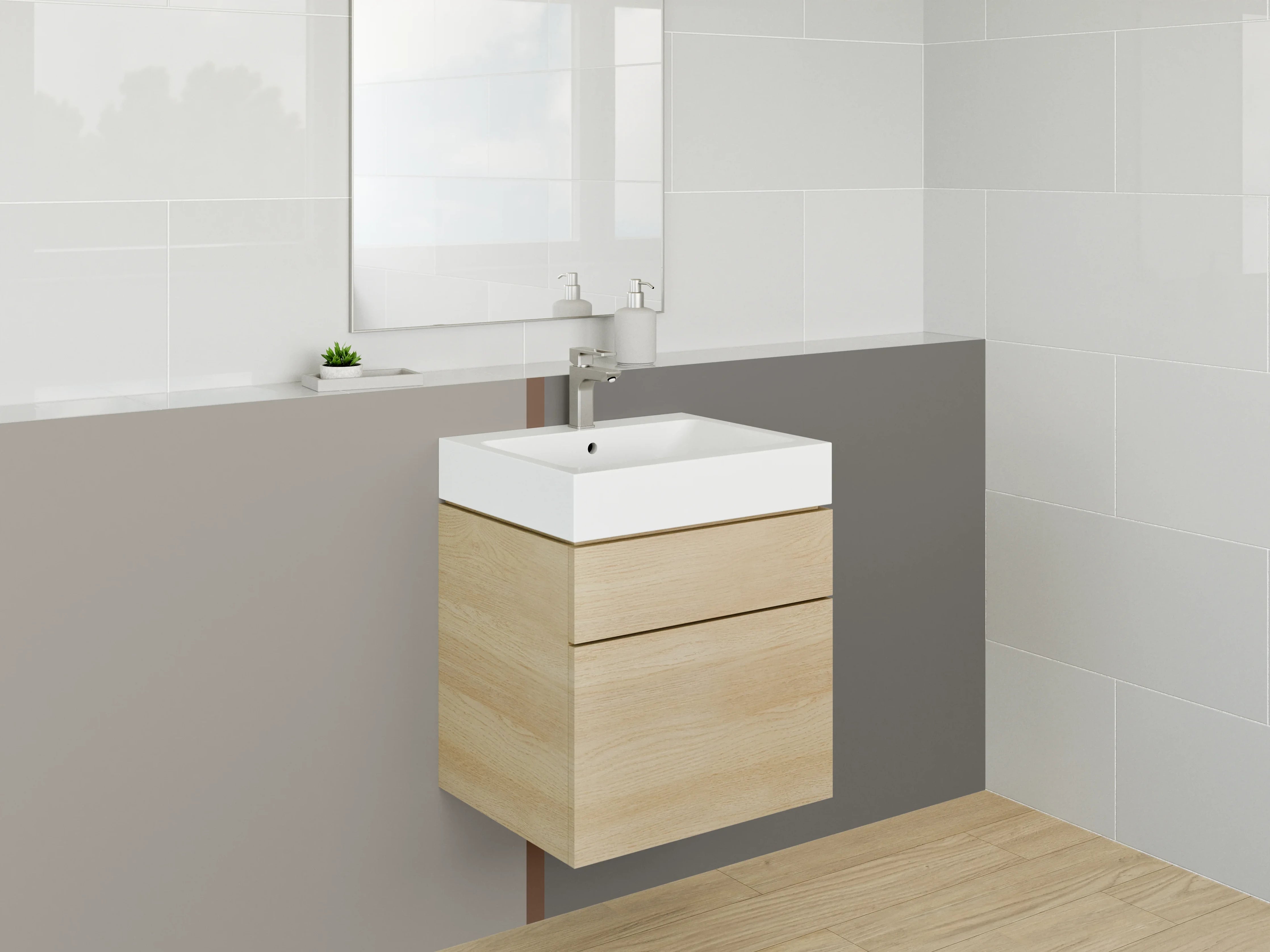 Waschbecken-Rückwand - Moderne Grautöne mit Braunakzenten
