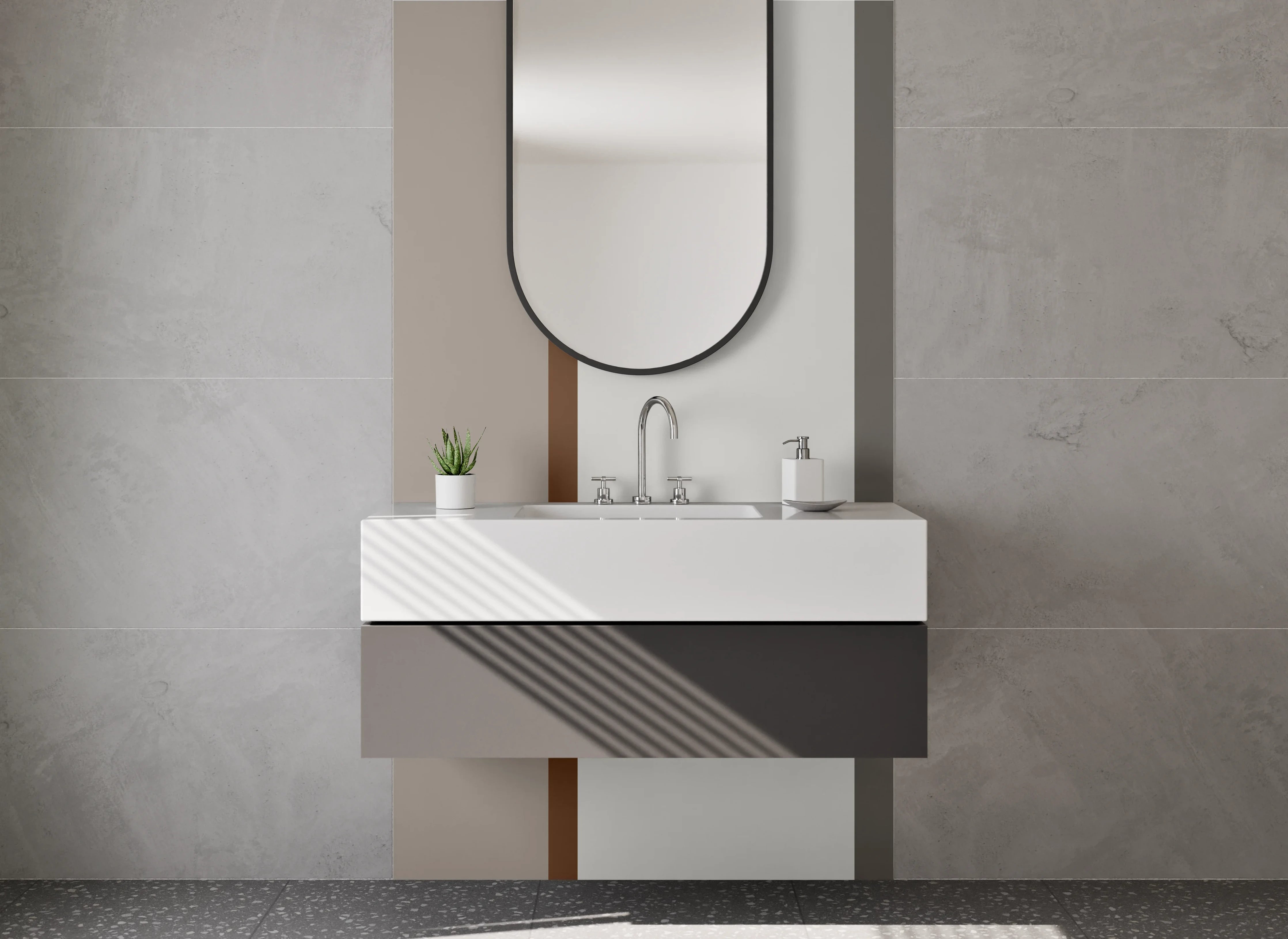 Waschbecken-Rückwand - Moderne Grauton-Textur
