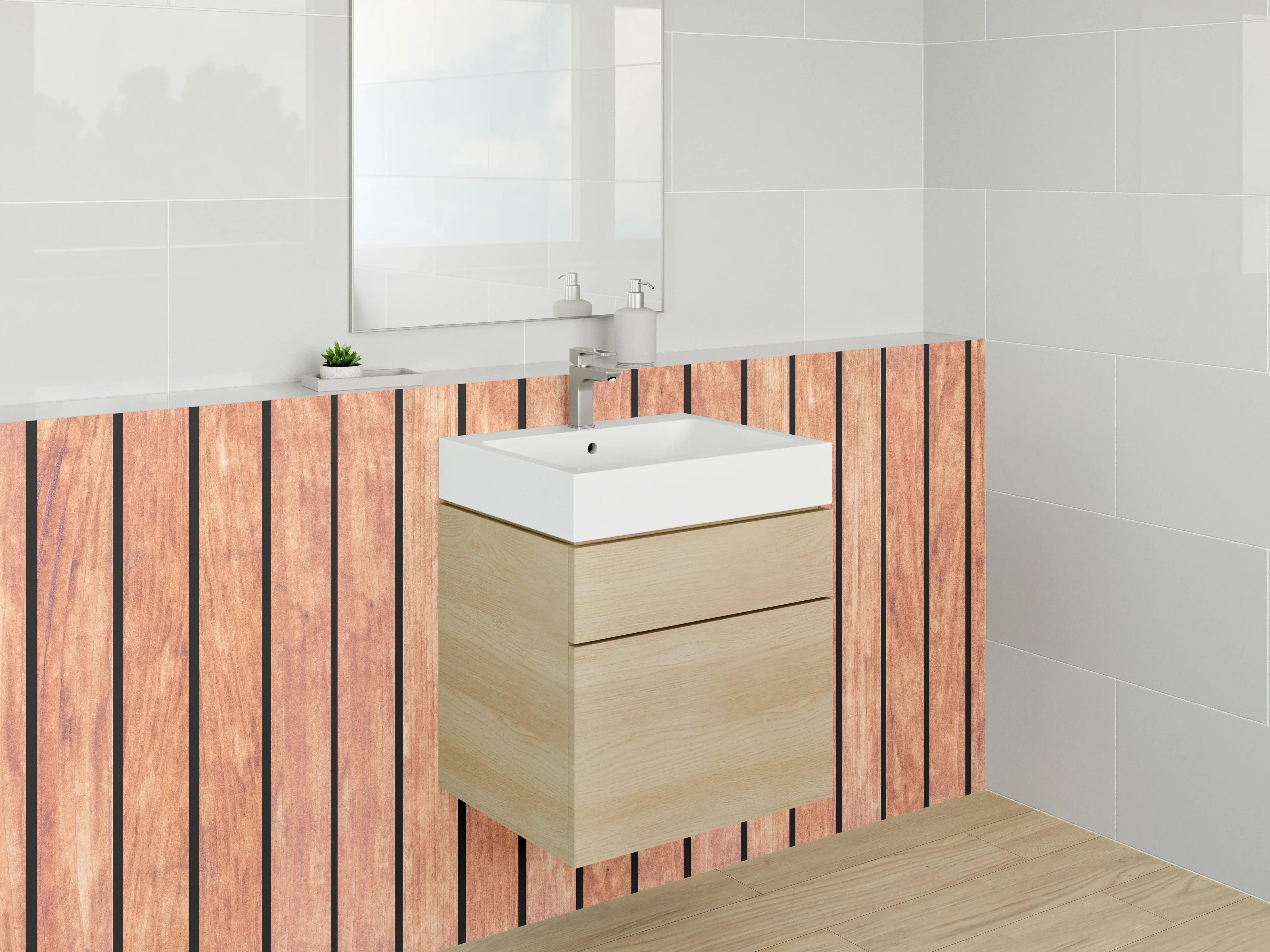 Waschbecken-Rückwand - Moderne Holzoptik Panel Braun