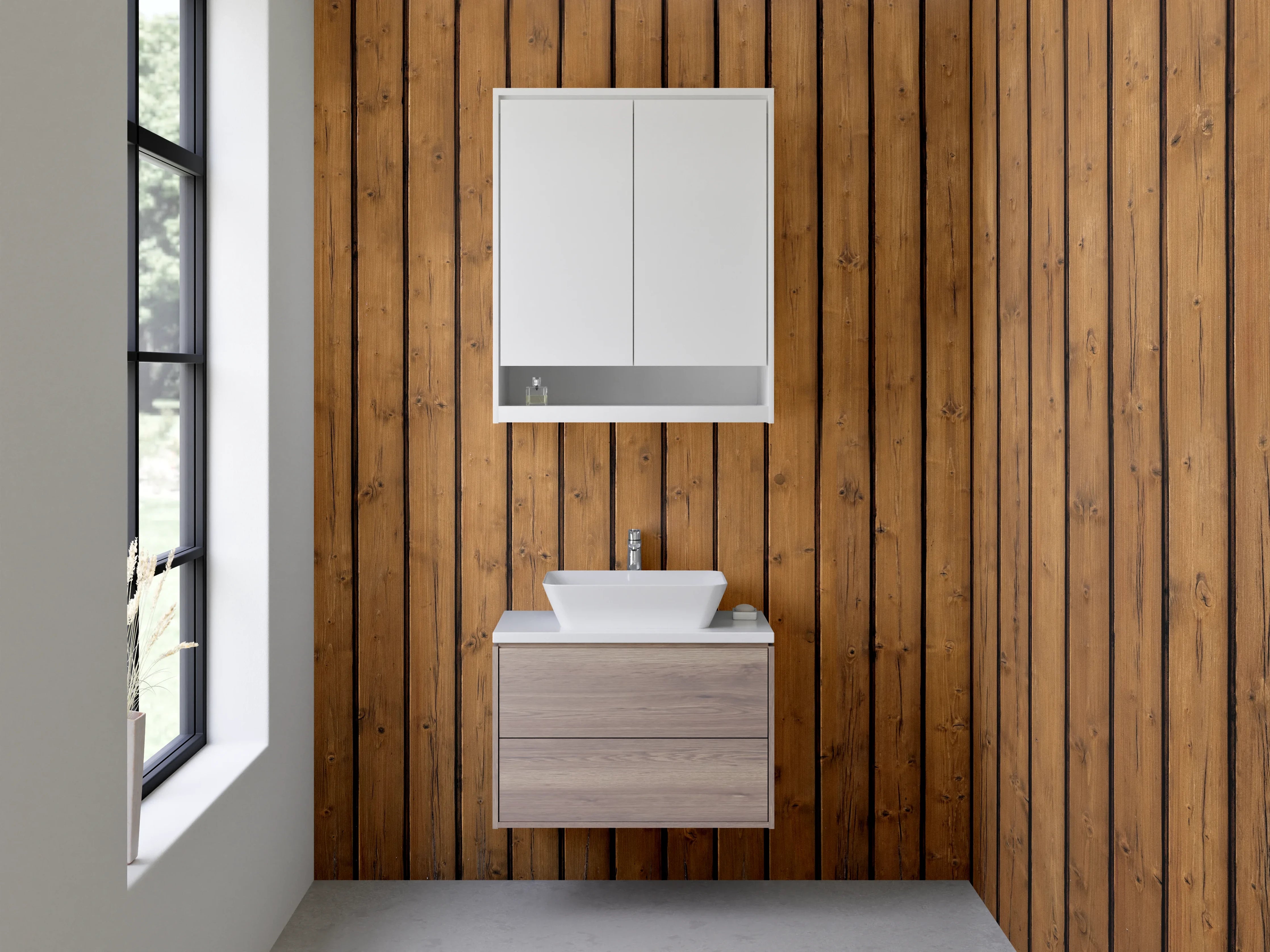 Waschbecken-Rückwand - Moderne Holzoptik Vertikal Struktur