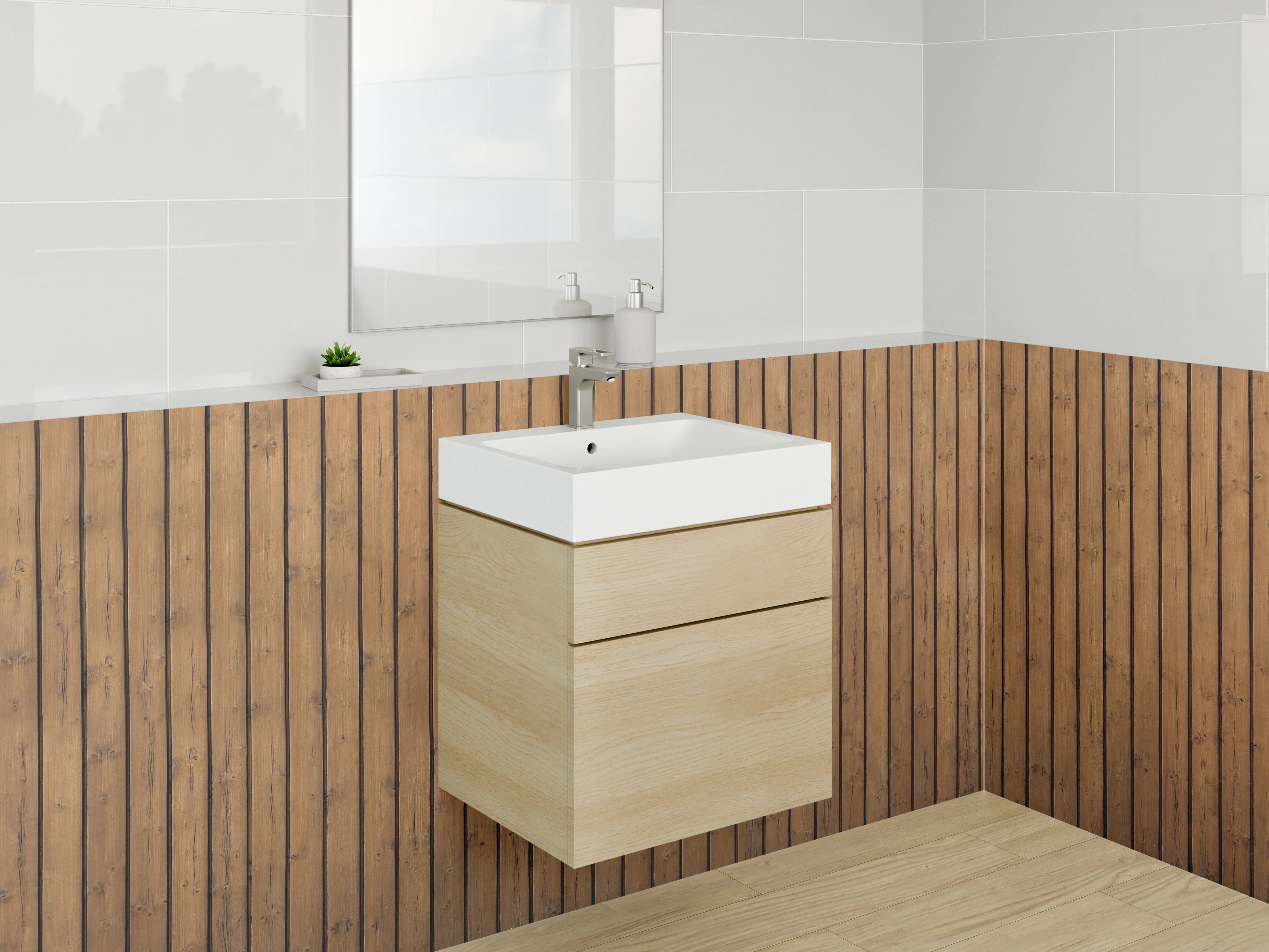 Waschbecken-Rückwand - Moderne Holzoptik Vertikal Struktur