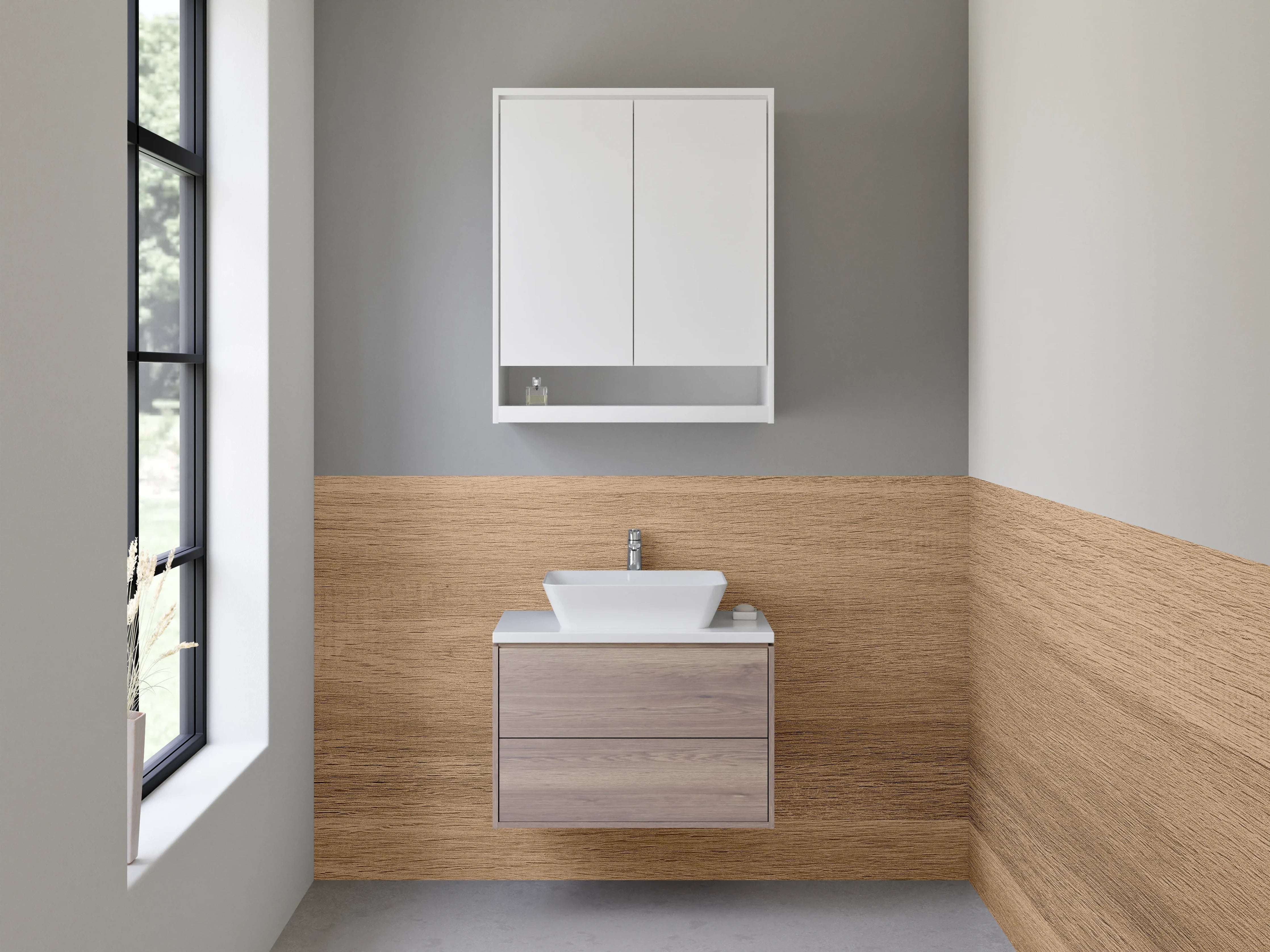 Waschbecken-Rückwand - Moderne Holzoptik für Deine Küche