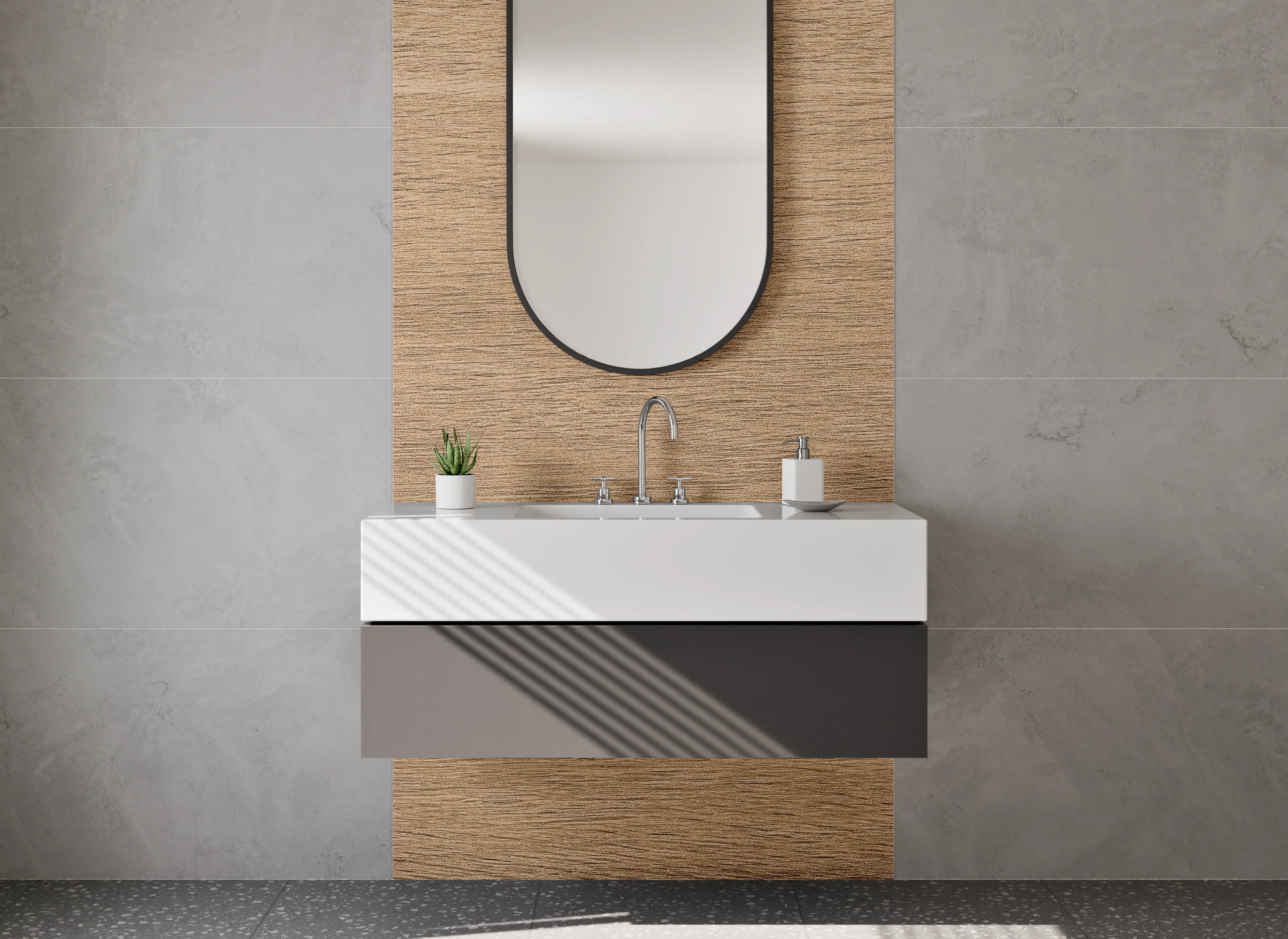 Waschbecken-Rückwand - Moderne Holzoptik für Deine Küche
