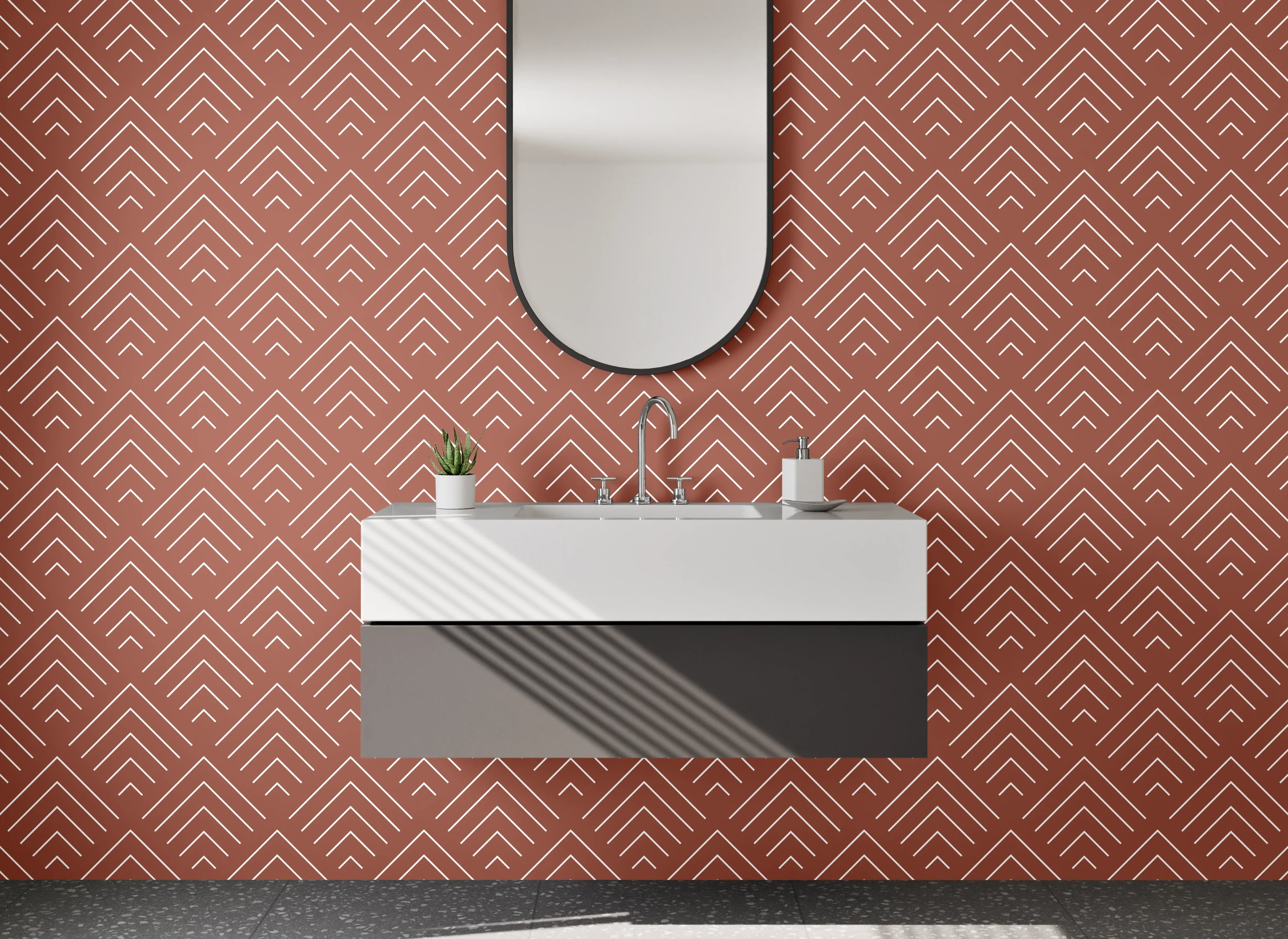 Waschbecken-Rückwand - Moderne Marmoroptik mit warmem Braunton