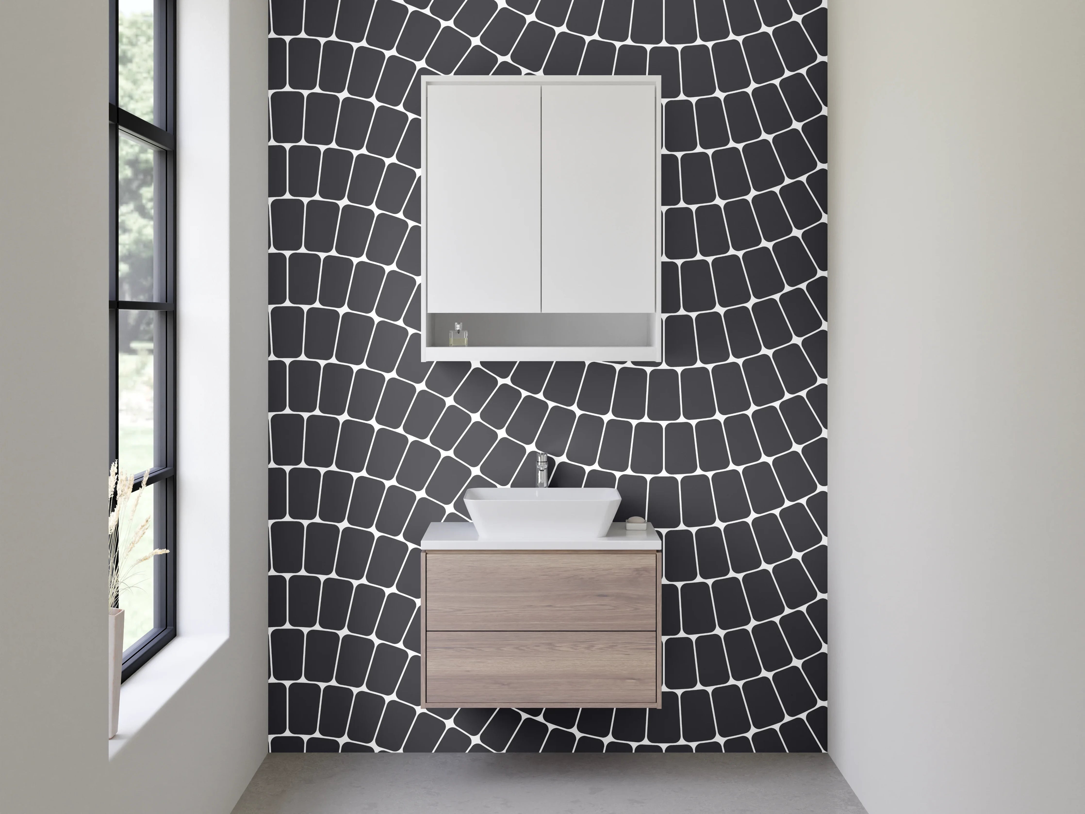 Waschbecken-Rückwand - Moderne Mosaik-Optik in Dunkelgrau