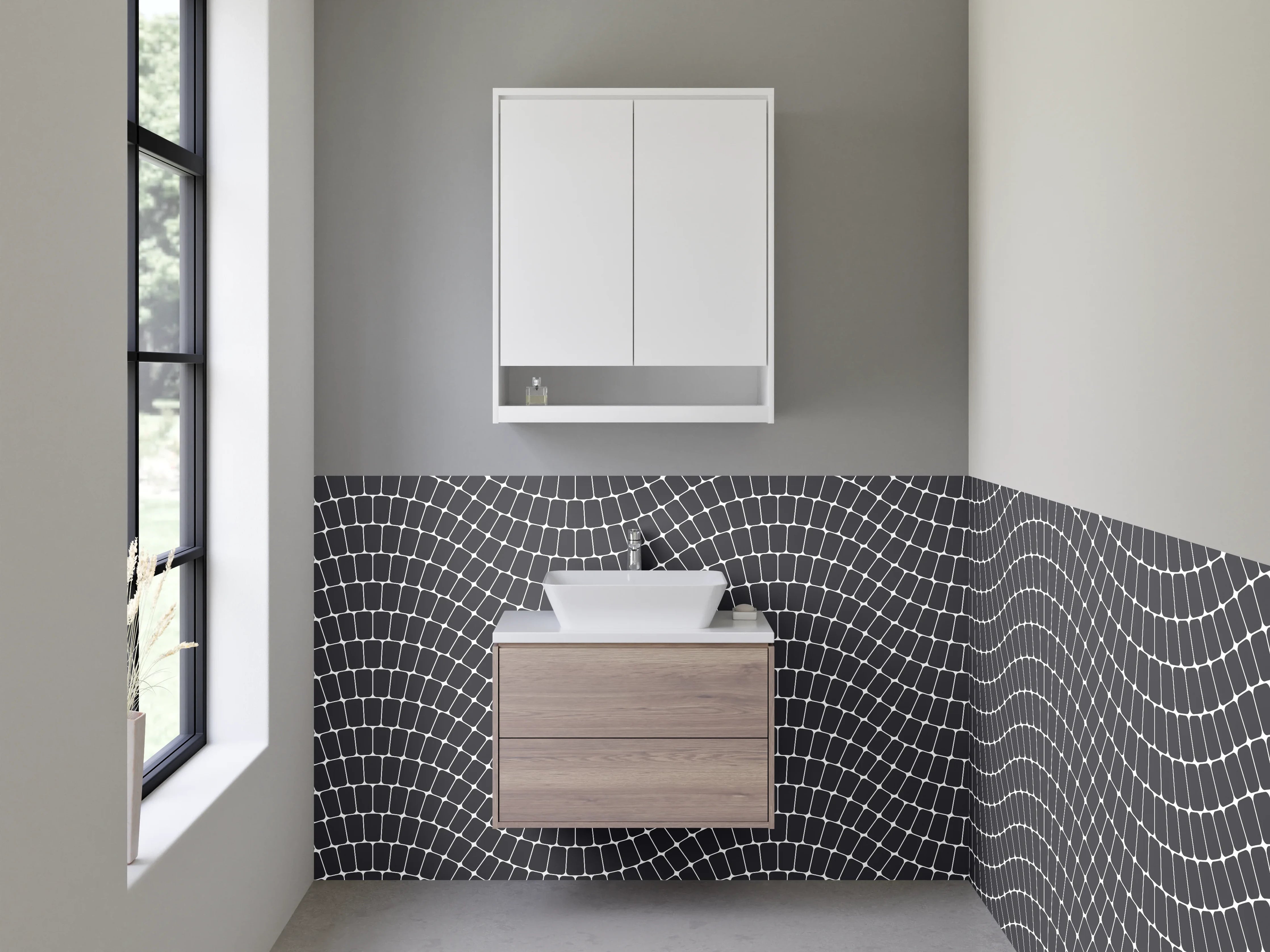 Waschbecken-Rückwand - Moderne Mosaik-Optik in Dunkelgrau
