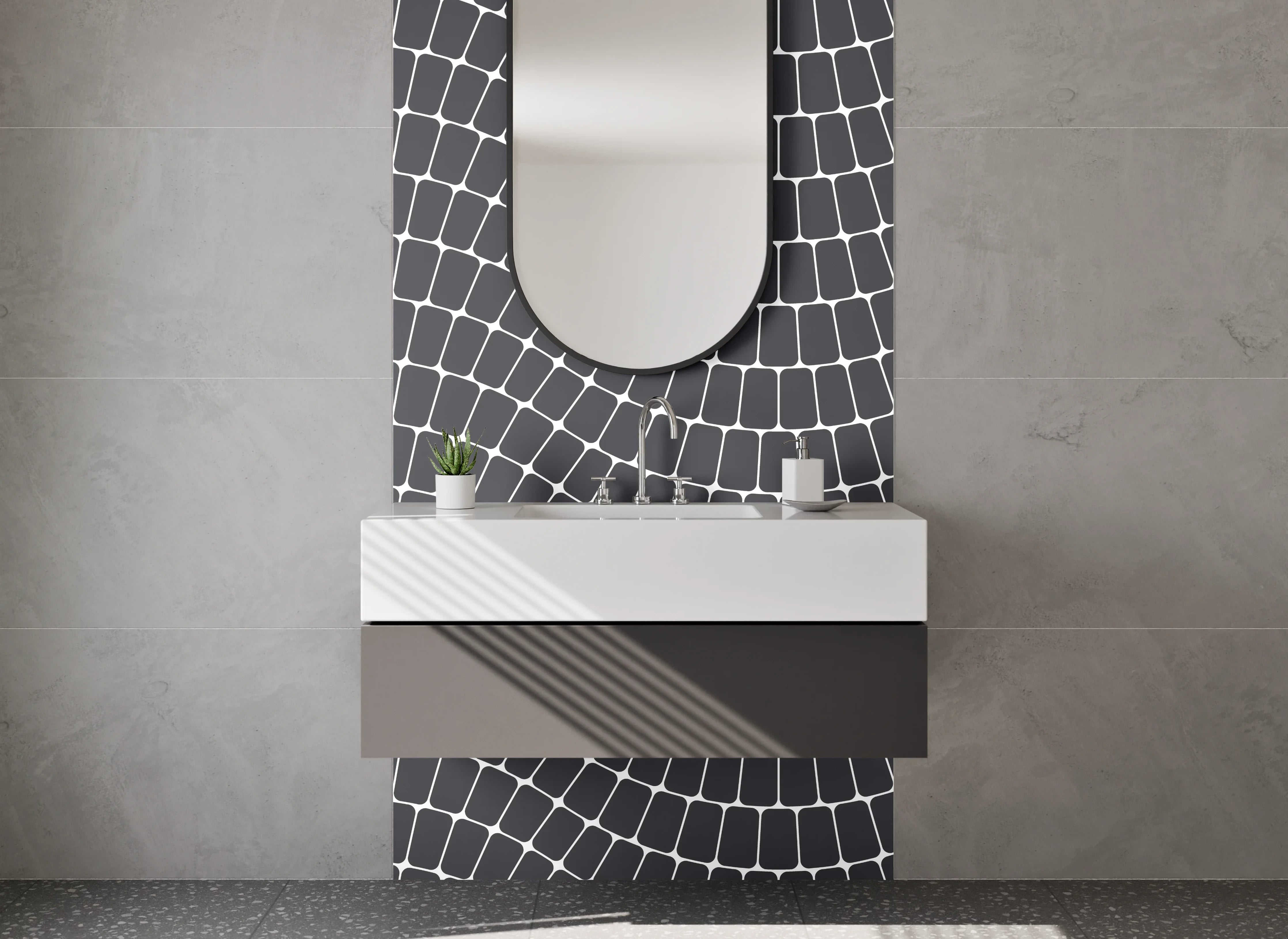 Waschbecken-Rückwand - Moderne Mosaik-Optik in Dunkelgrau