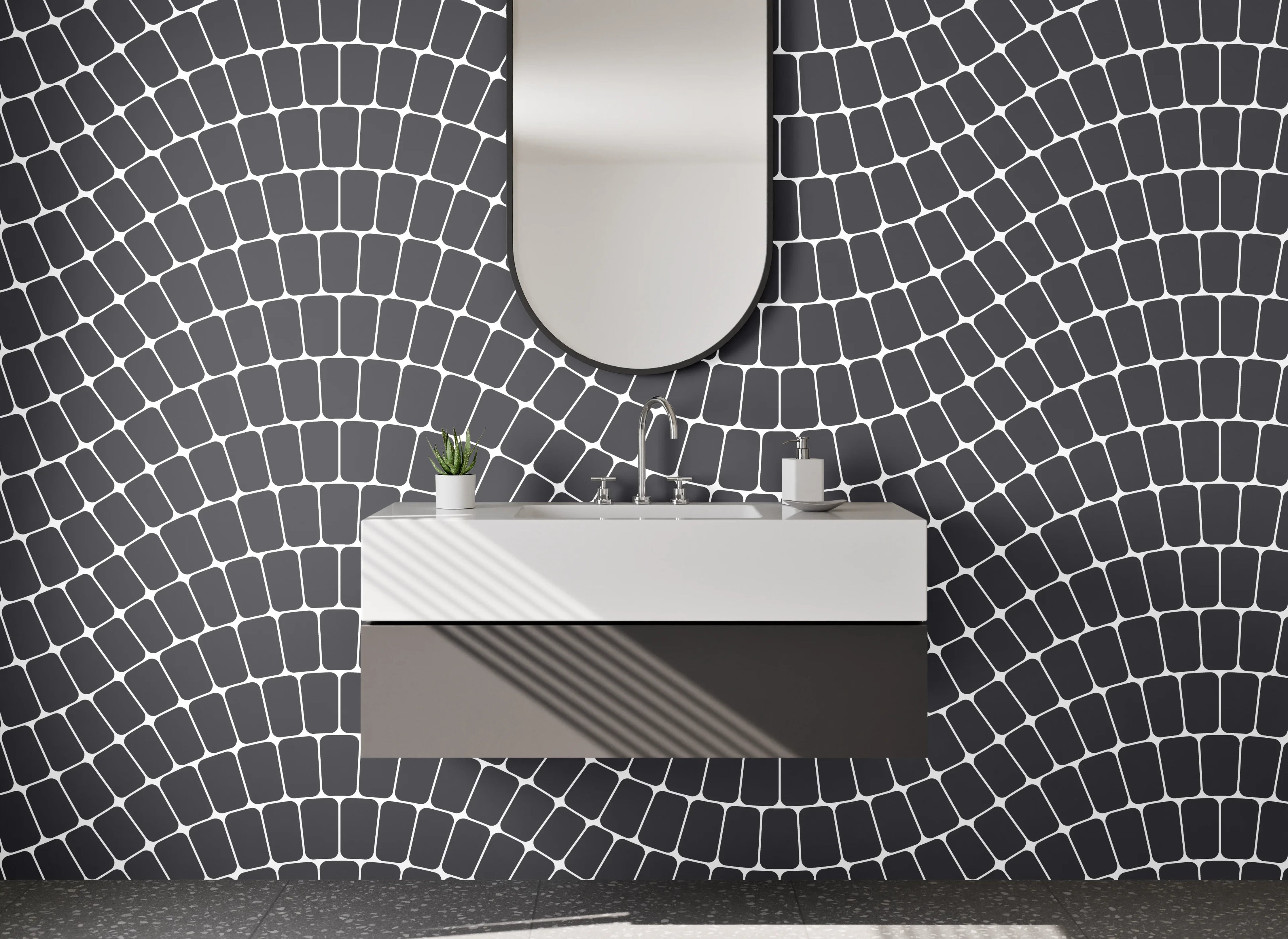 Waschbecken-Rückwand - Moderne Mosaik-Optik in Dunkelgrau